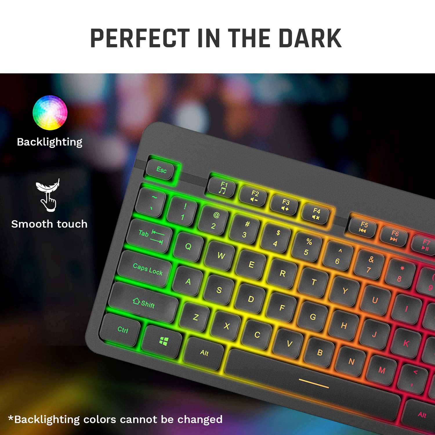KLIM Tandem Wireless Gaming Keyboard and Mouse Combo - Slim Ergonomic Design with RGB Backlit Keys | Durable Construction & Long-Lasting Built-in Battery | Perfect for PC Gaming, Office Work & Home Use (Renewed, Black)