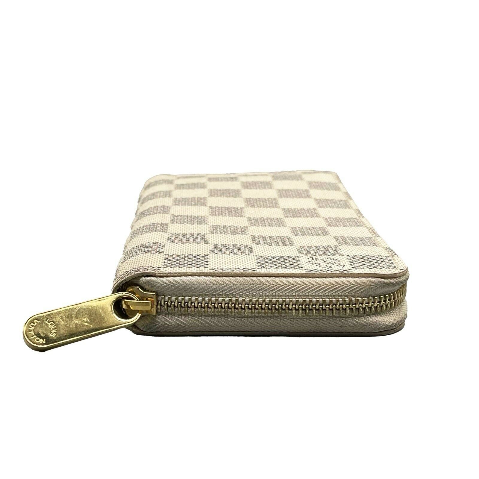 Louis Vuitton Zippy Wallet - Genuine Leather & Canvas Damier Azur Gold Zip Around Wallet for Men & Women | Perfect for Travel, Business & Everyday Use