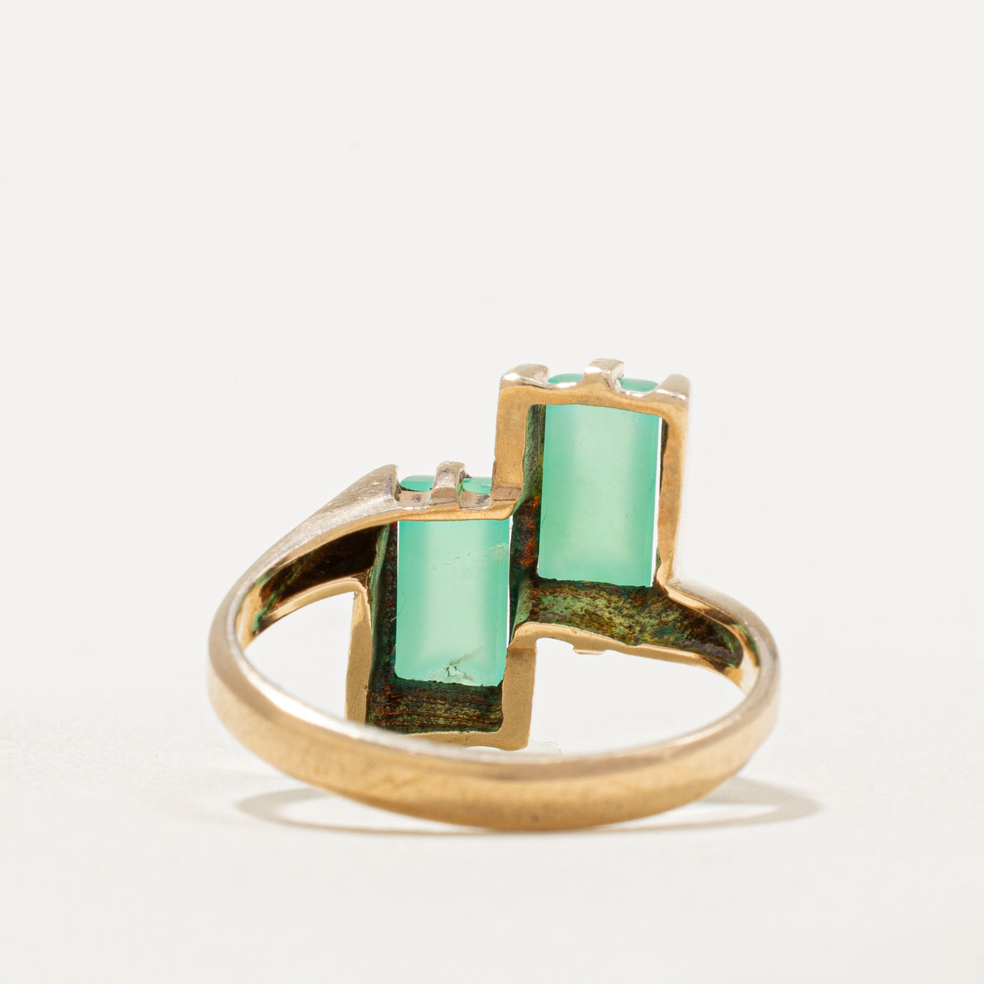 Exquisite Two Stone Jade Bypass Ring | 1.40ctw Genuine Jade | Size 7 | Elegant Jewelry for Women | Perfect for Weddings, Anniversaries & Special Occasions