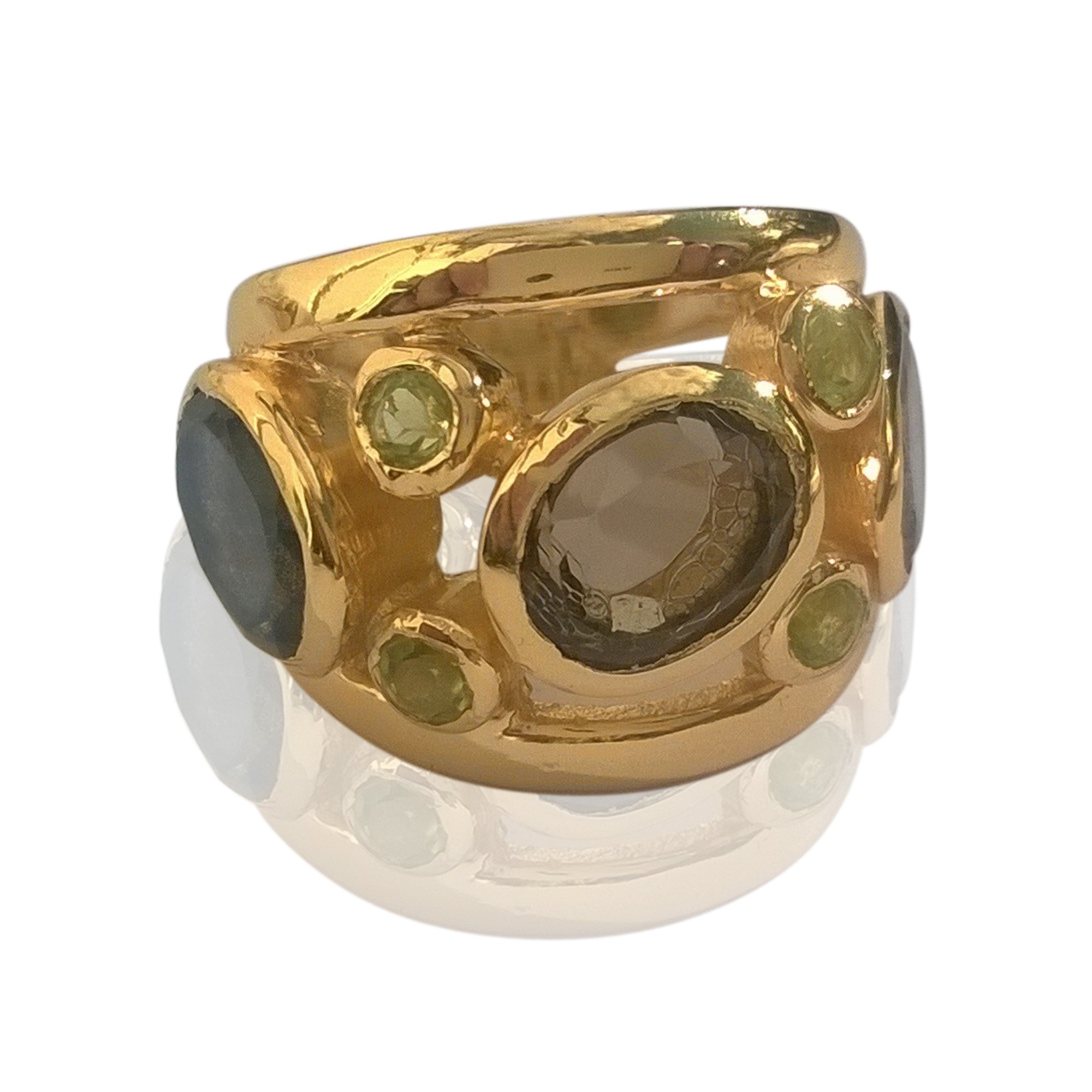 Elegant Multistone Cocktail Gold Ring - Vintage Rococo Style Jewelry for Women - Perfect for Parties, Weddings, and Special Occasions