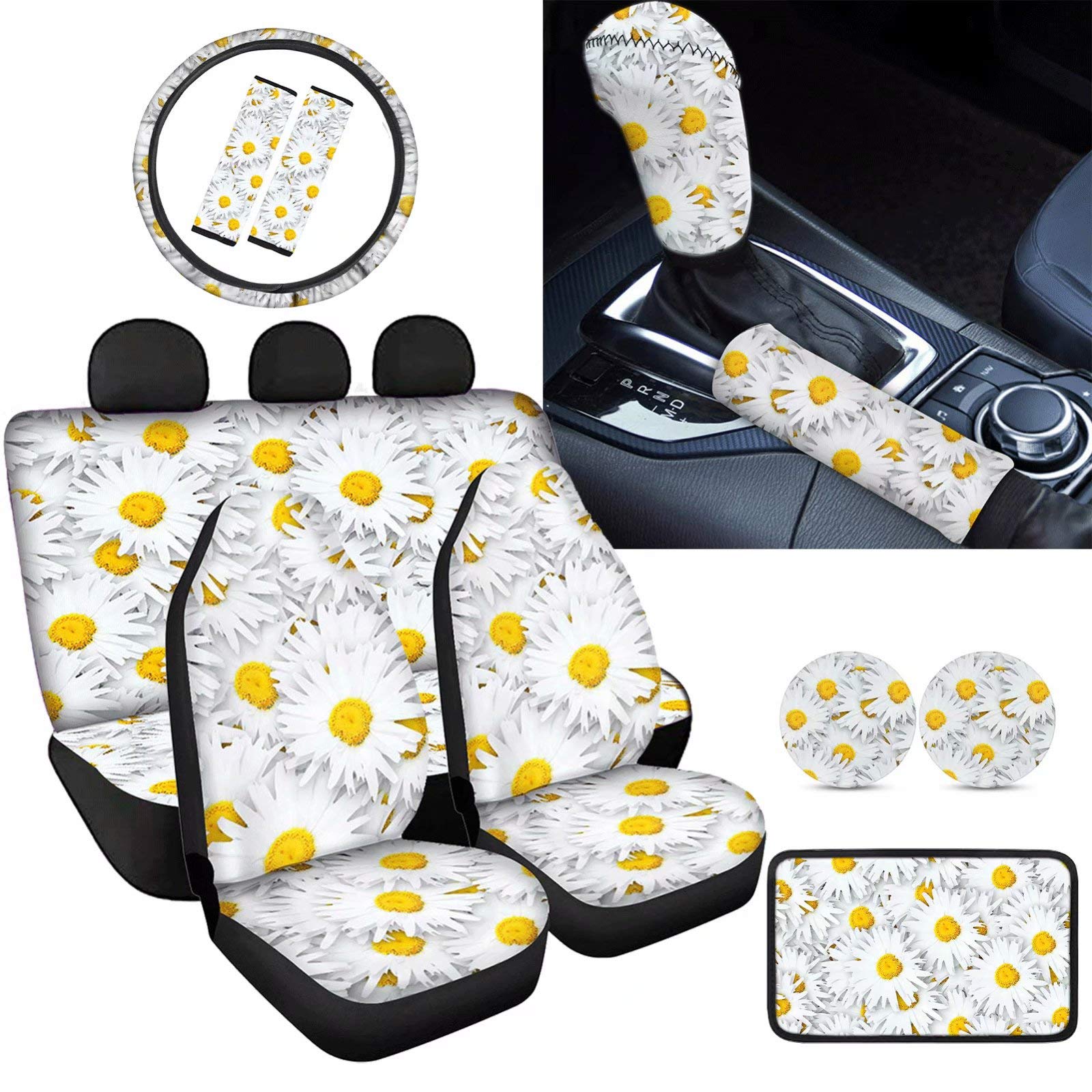 Universal Car Accessories Kit - 11pcs Daisy Set for Comfort & Style