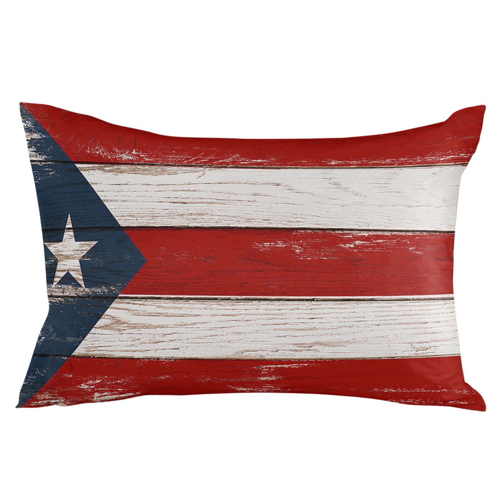 12x20 Inch Puerto Rico Flag Patriotic Vintage Wooden Board Text Soft Brushed Microfiber Pillow Covers with Hidden Zipper - Decorative Throw Pillow Cases for Bedroom, Sofa, Car & Home Decor