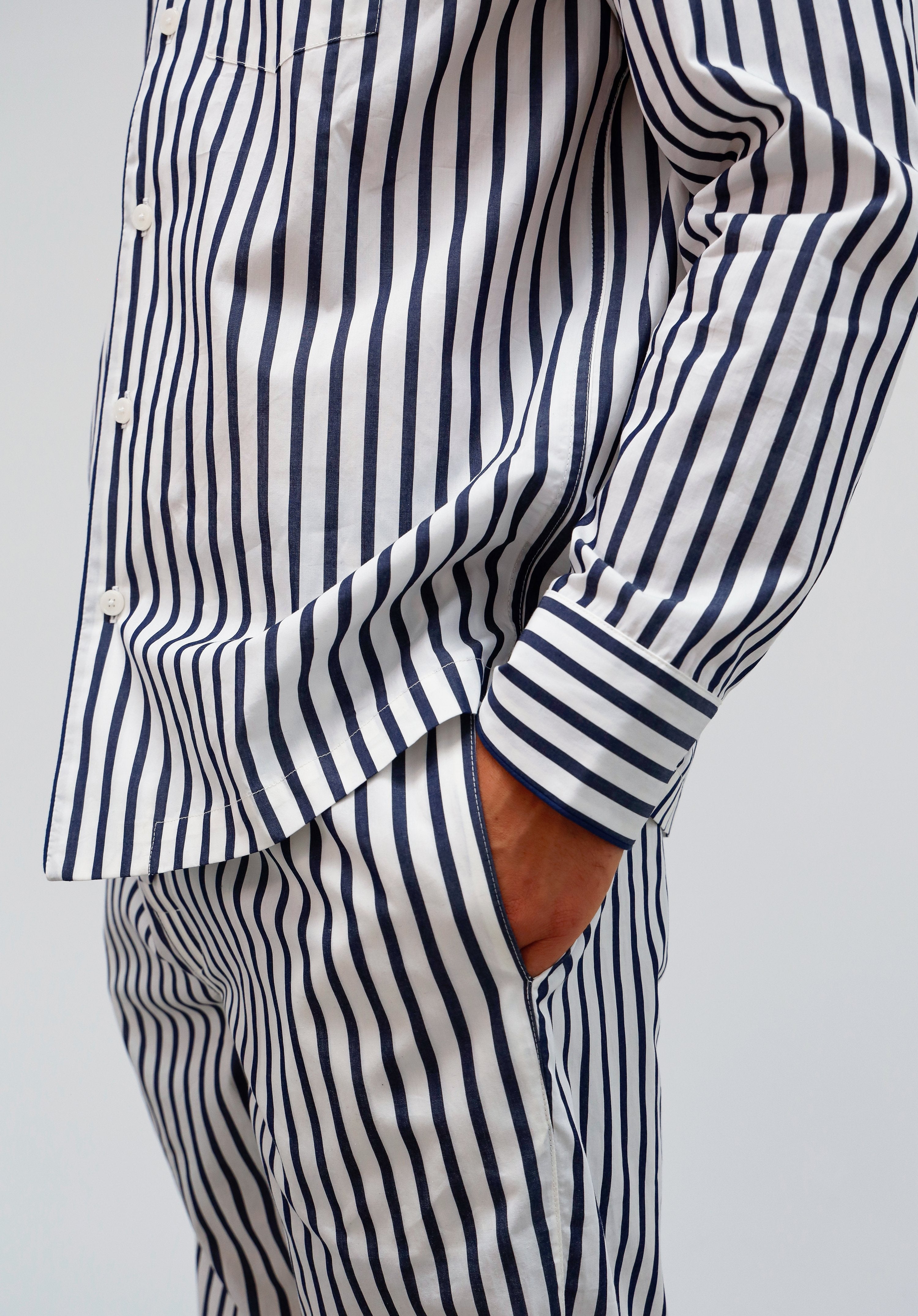 Henry Navy Breton Stripe Pajama Set - Soft Cotton Sleepwear for Men & Women - Perfect for Lounging, Travel & Cozy Nights at Home
