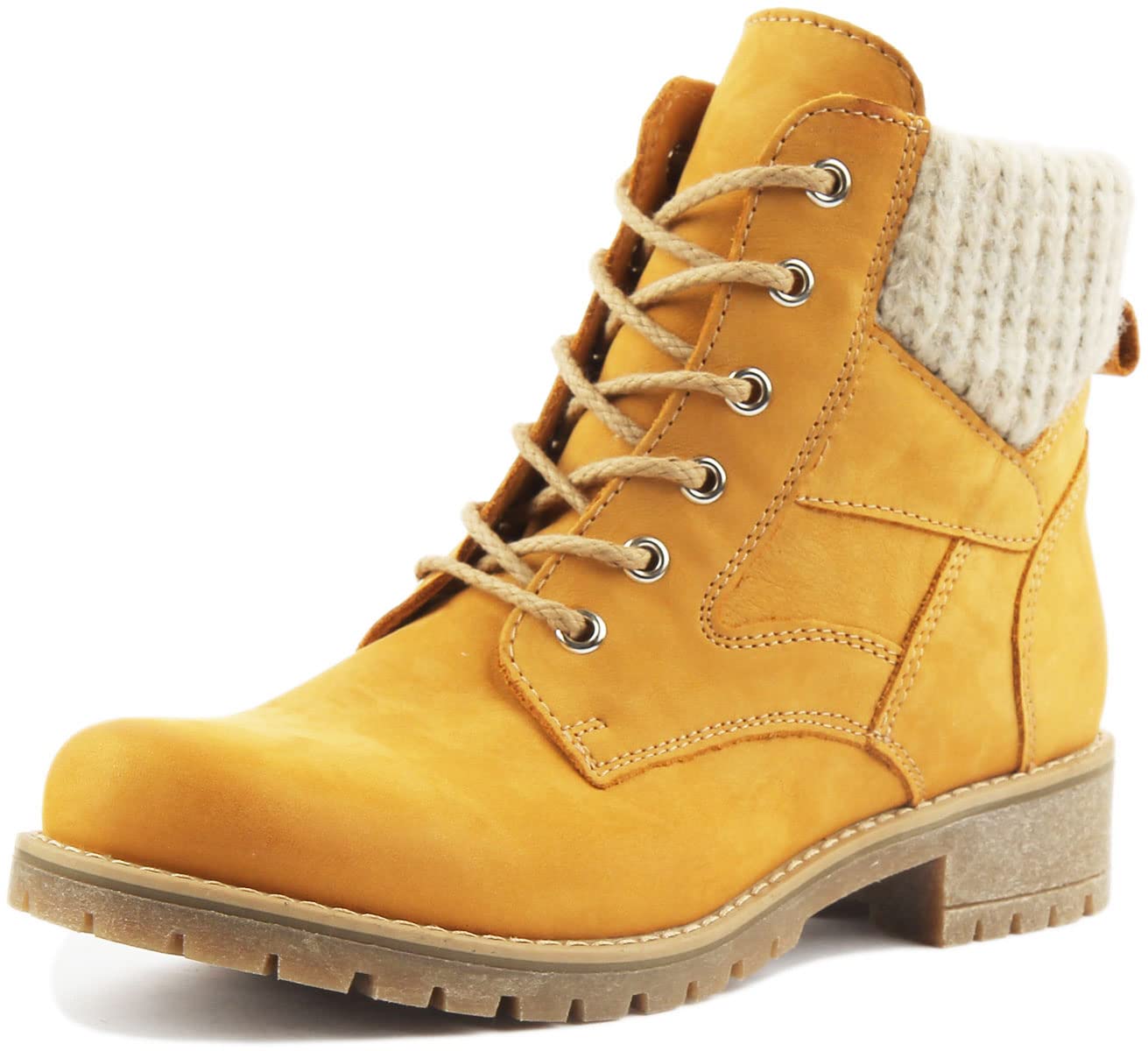 JUSTINREESS ENGLAND Sophia Women's Warm Grip Sole Hiking Boots - Size 7 Mustard Yellow - Perfect for Outdoor Adventures, Camping & Winter Walking
