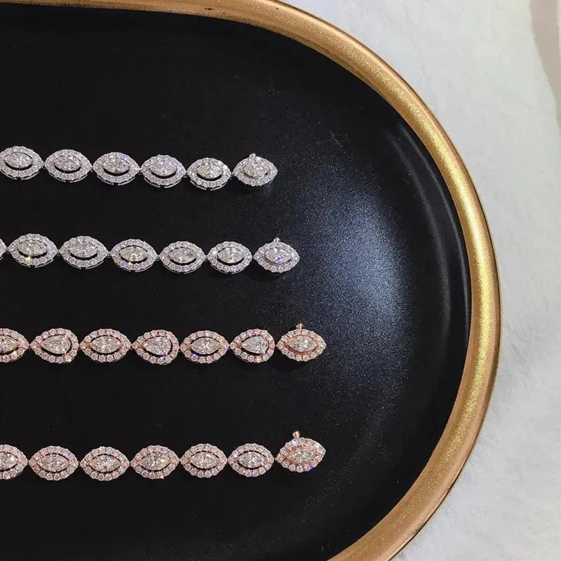 18K White Gold & Rose Gold Real Diamond 4.5ct Horse Eye Bracelet for Women - Elegant Wedding, Engagement & Party Jewelry Gift - Perfect for Anniversaries, Bridal Showers and Special Occasions