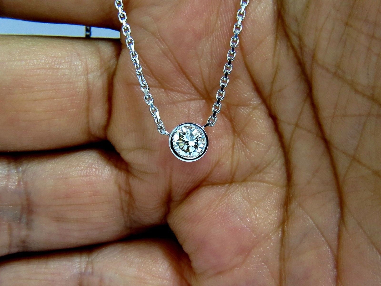 0.54ct Natural Round Brilliant Diamond Solitaire Necklace I/VS2 16 Inch 14K White Gold - Elegant Jewelry Gift for Women, Perfect for Anniversaries, Weddings & Special Occasions