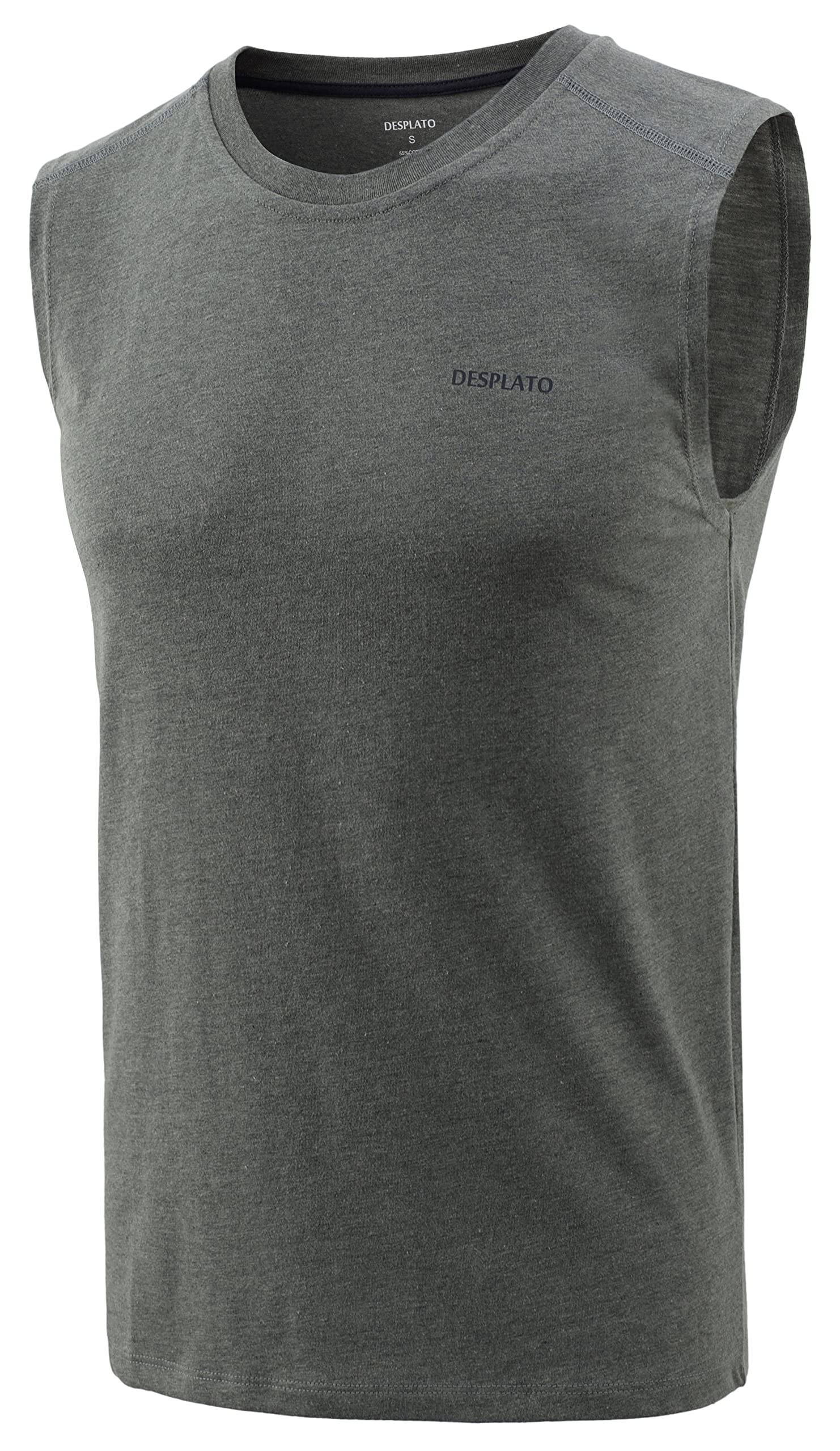 DESPLATO Men's Tagless Workout Gym Muscle Athletic Tank Top - Sleeveless Performance T-Shirt for Weightlifting, Running & Fitness Training
