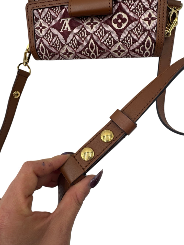 Authentic Louis Vuitton Dauphine Crossbody Bag - Burgundy Jacquard Since 1854 Canvas - Luxury Designer Handbag for Women, Perfect for Work, Travel & Evening Events