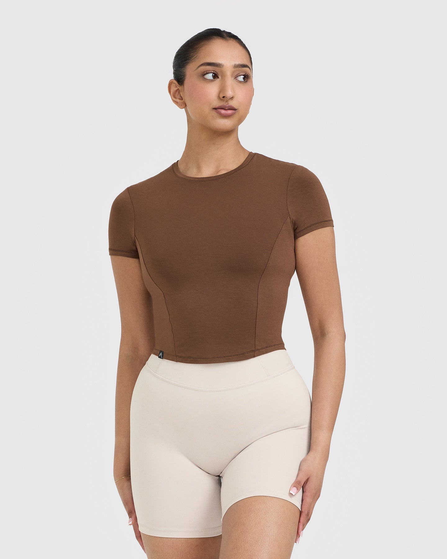 Mellow™ Soft Mid Short Sleeve T-Shirt for Women | Comfortable Nude Crew Neck Tee | Perfect for Casual Wear, Layering & Everyday Outfits