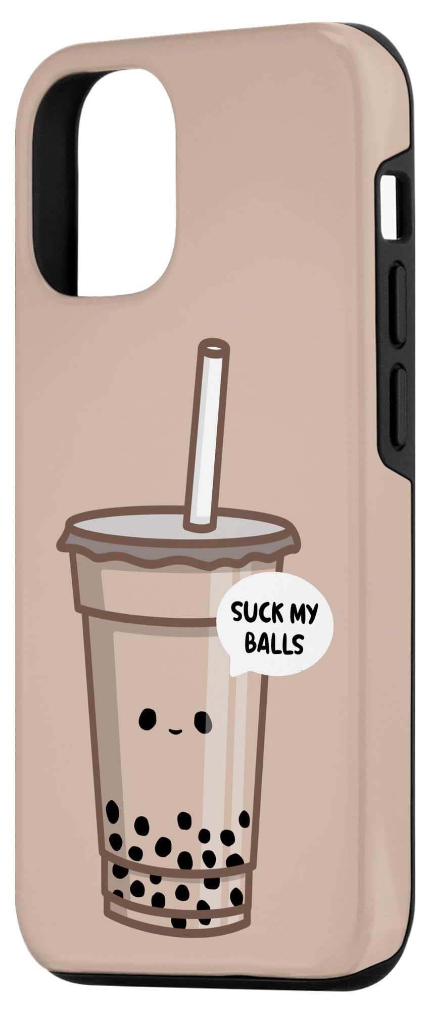 Funny Bubble Tea iPhone 12/12 Pro Case - Boba Tea Joke 'Suck My Balls' Design - Protective Phone Cover for Apple iPhone 12 Series - Perfect Gift for Bubble Tea Lovers & Humor Fans