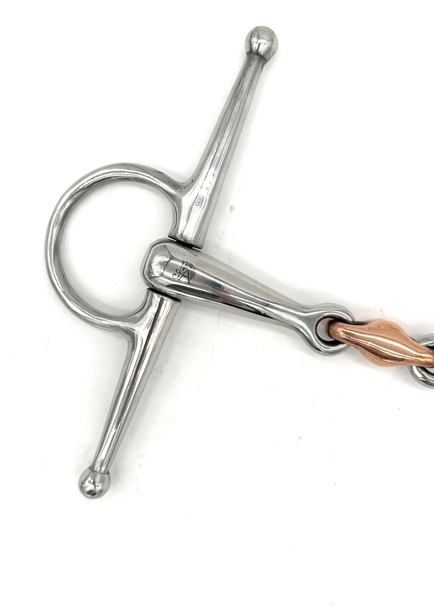 Jake Adams Small Copper Double Jointed Elliptical Full Cheek Bit - English Horse Riding Bit for Dressage & Jumping - Perfect for Training & Show Horses