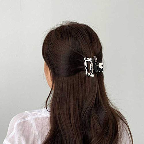 Vintage Geometric Milk Cow Print Large Hair Claws - Acrylic Hollow Hairpins for Women & Girls, Crab Hair Clips, Acetate Hair Accessories (Color D) - Perfect for Parties, Weddings & Everyday Styling