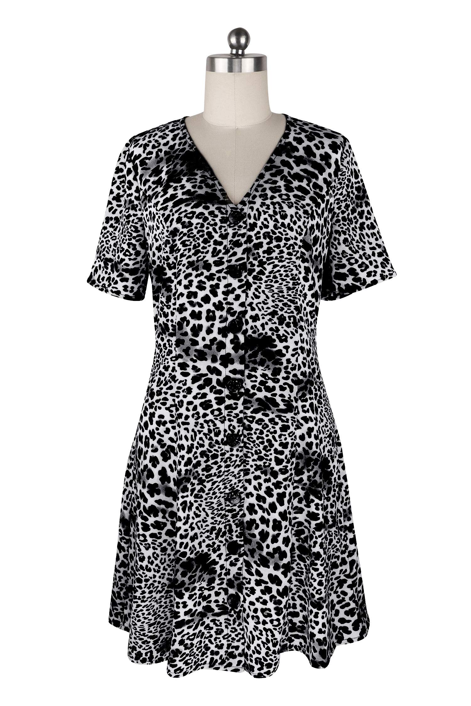 Women's Floral Summer Dress - Short Sleeve V-Neck Button Down Mini Dress for Casual Wear | Perfect for Beach, Vacation, and Summer Outings