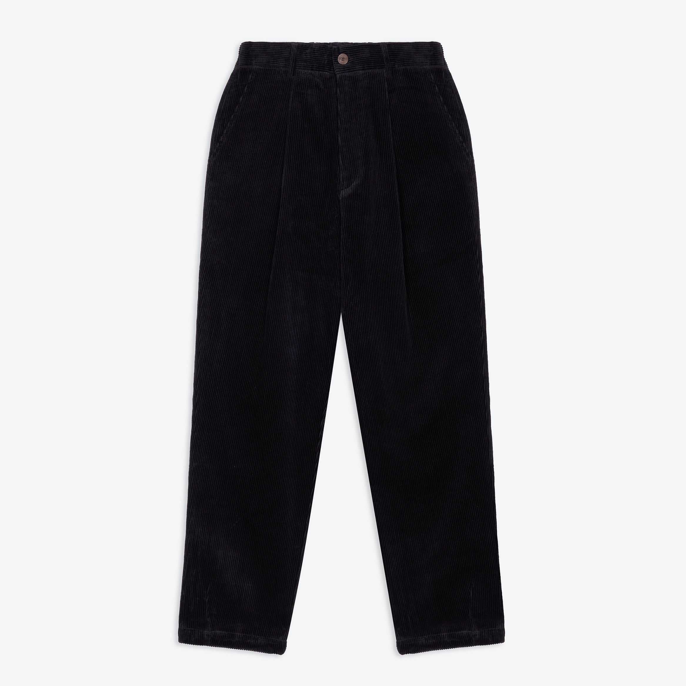 Lowie Black Corduroy Easy Trouser - Comfortable Stretch Pants for Women | Perfect for Casual Wear, Office & Travel