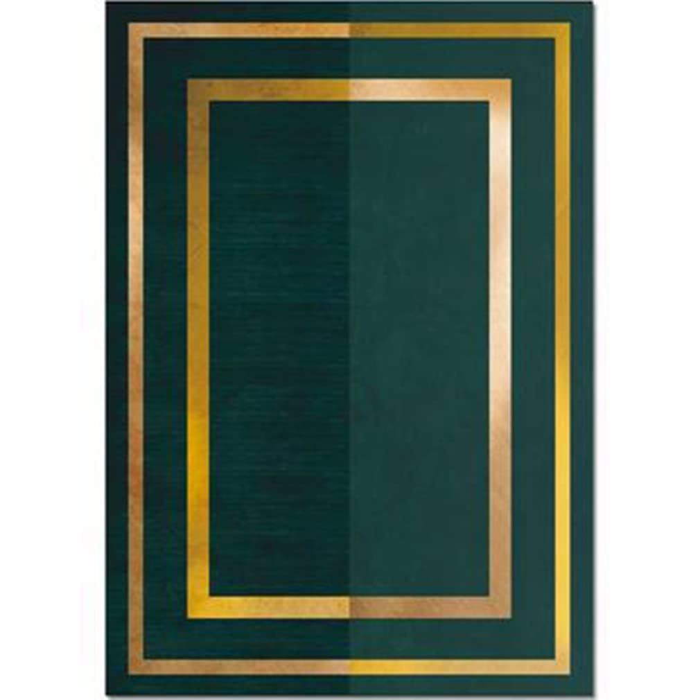 Modern Geometric Area Rug - 5.2'x7.5' Non-Slip Indoor/Outdoor Carpet for Living Room, Bedroom, Courtyard | Luxury Contemporary Border Design Soft Kitchen Runner & Door Mat (Green) - Perfect for Home Decor, Office Spaces & High-Traffic Areas