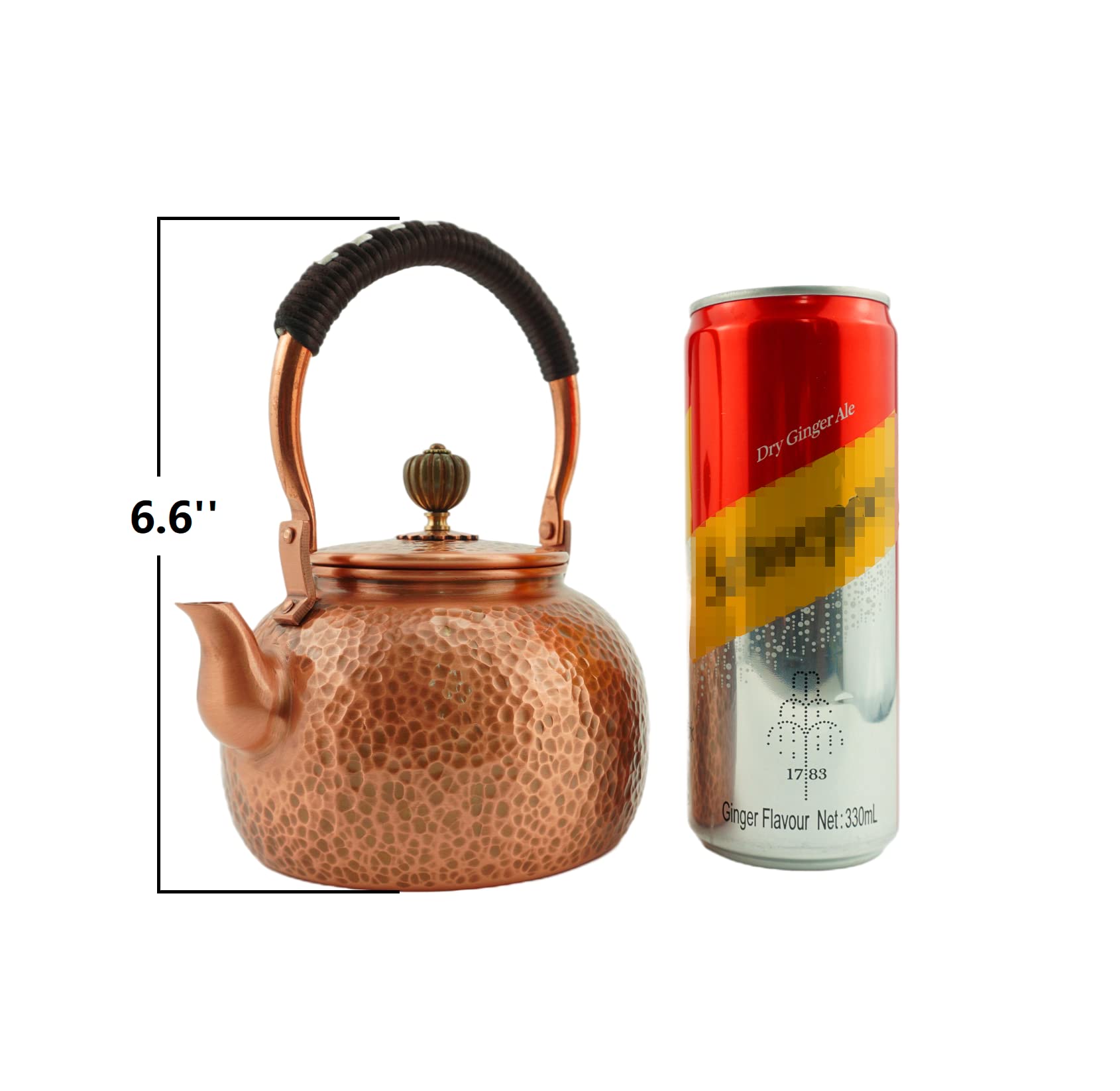 Handmade Solid Copper Tea Kettle - 600ml Hammered Stovetop Teapot for Gas & Induction Cooktops - Pure Copper Teapot for Brewing Loose Leaf Tea, Chai & Herbal Infusions - Perfect for Home, Office & Gift Giving