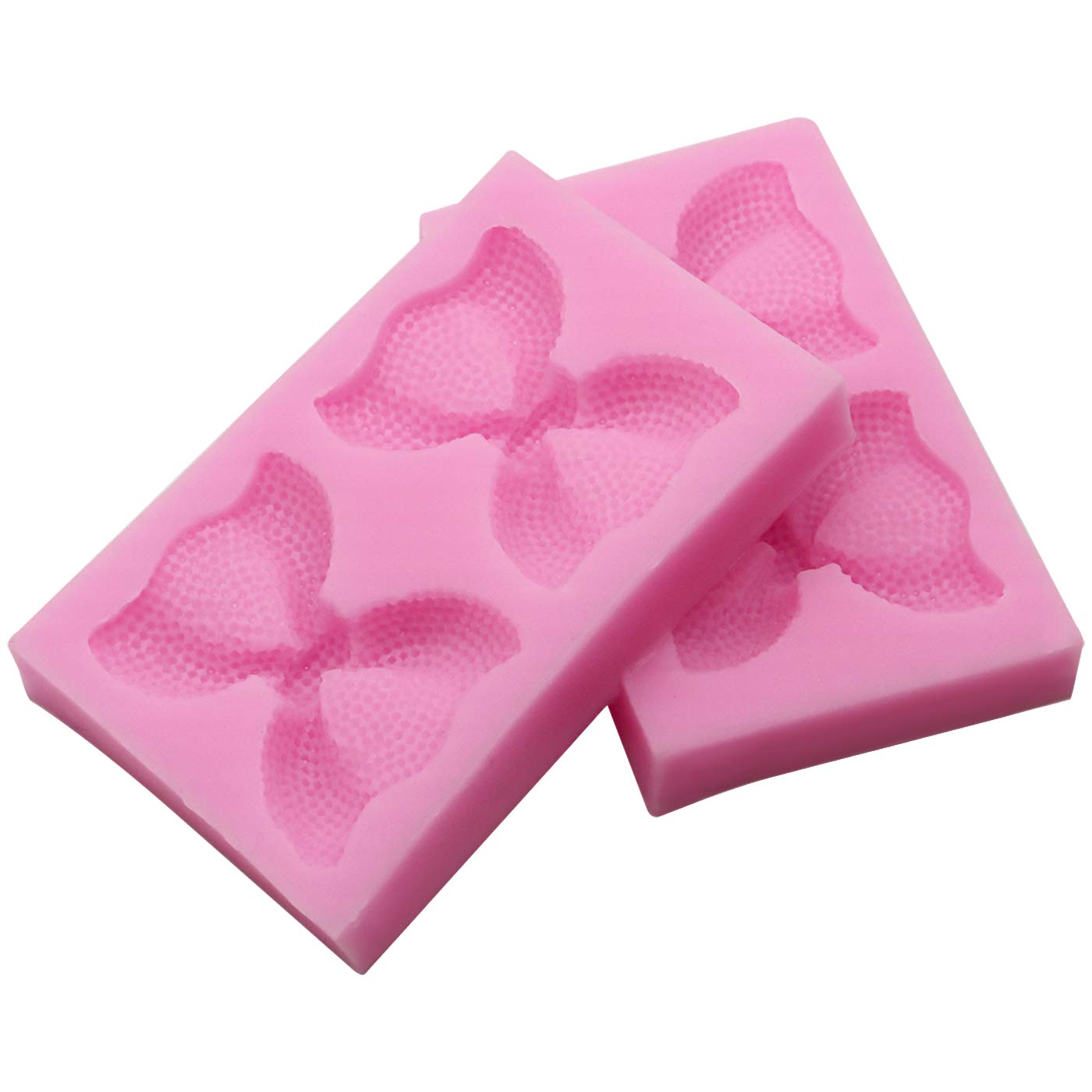 2-Piece Large Bow Silicone Fondant Molds - Handmade Ice Cream Soap Molds, Crystal Cupcake Cake Topper Decor for Desserts, Ice Cube & Candy Pudding - Perfect for Baking, DIY Crafts, and Party Decorations