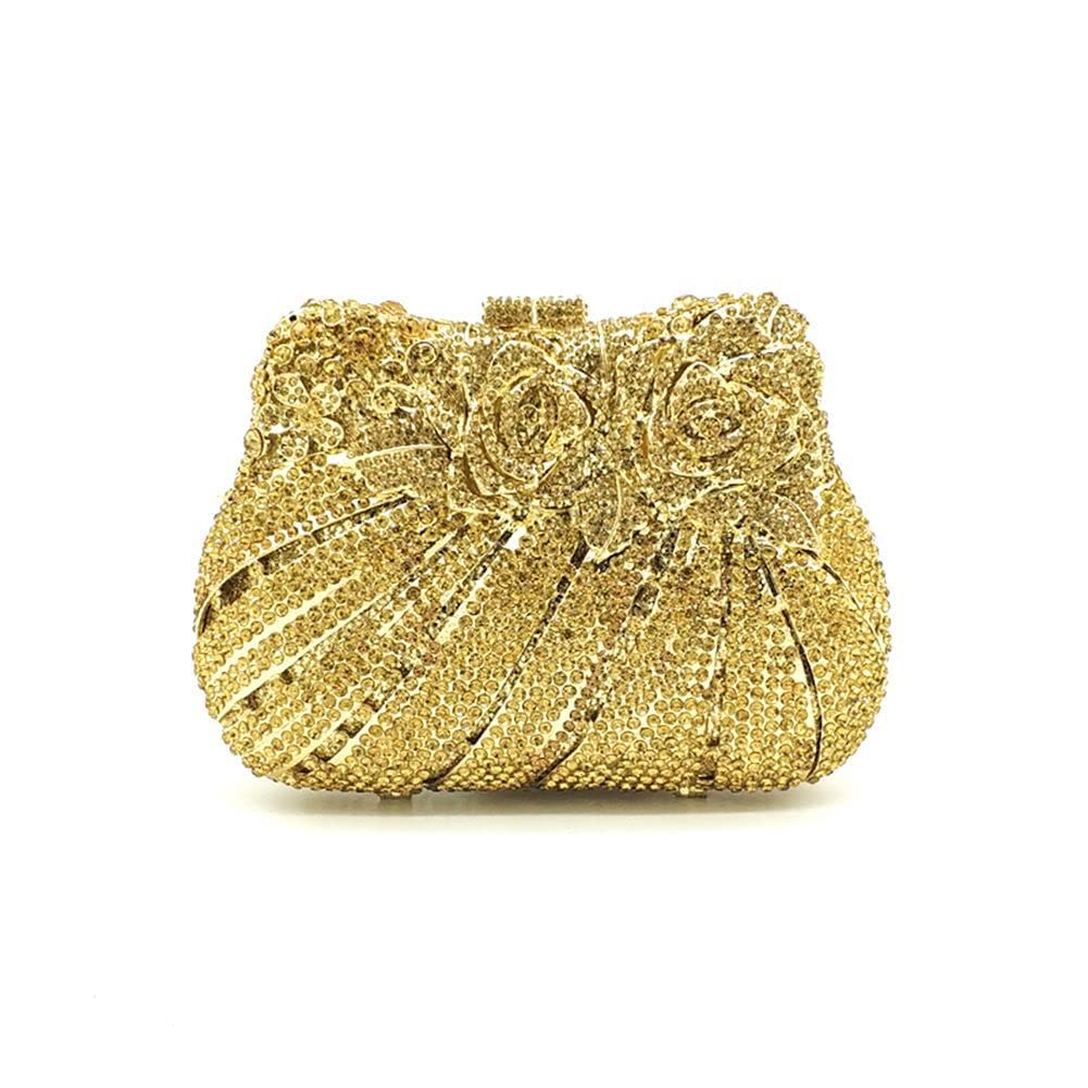 DEBIMY Elegant Rhinestone Flower Evening Clutch Purse for Women - Sparkling Wedding, Prom, Cocktail Party Handbag - Perfect for Formal Events, Dances & Special Occasions