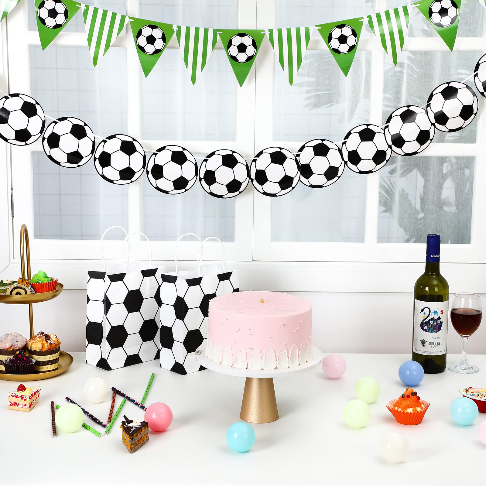 Zonon 4-Piece Soccer Party Decorations Set - Sports Themed Birthday Banner, Ball Garland & Paper Supplies for Kids, Team Parties & Game Day Celebrations