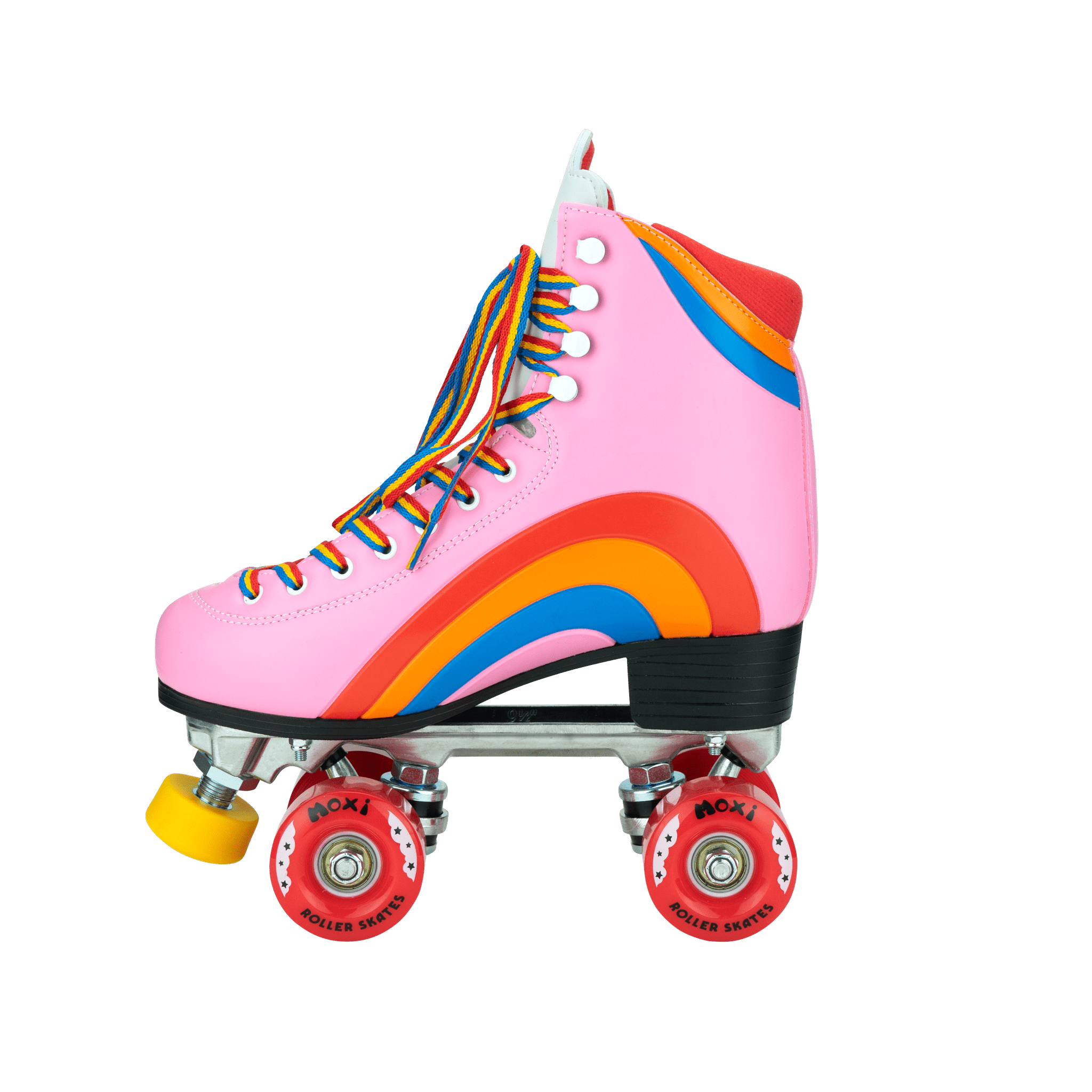 Moxi Rainbow Rider Roller Skates for Women - Pink Heart Design Outdoor & Indoor Quad Roller Skates for Beginners, Rink Skating, Fitness & Fun