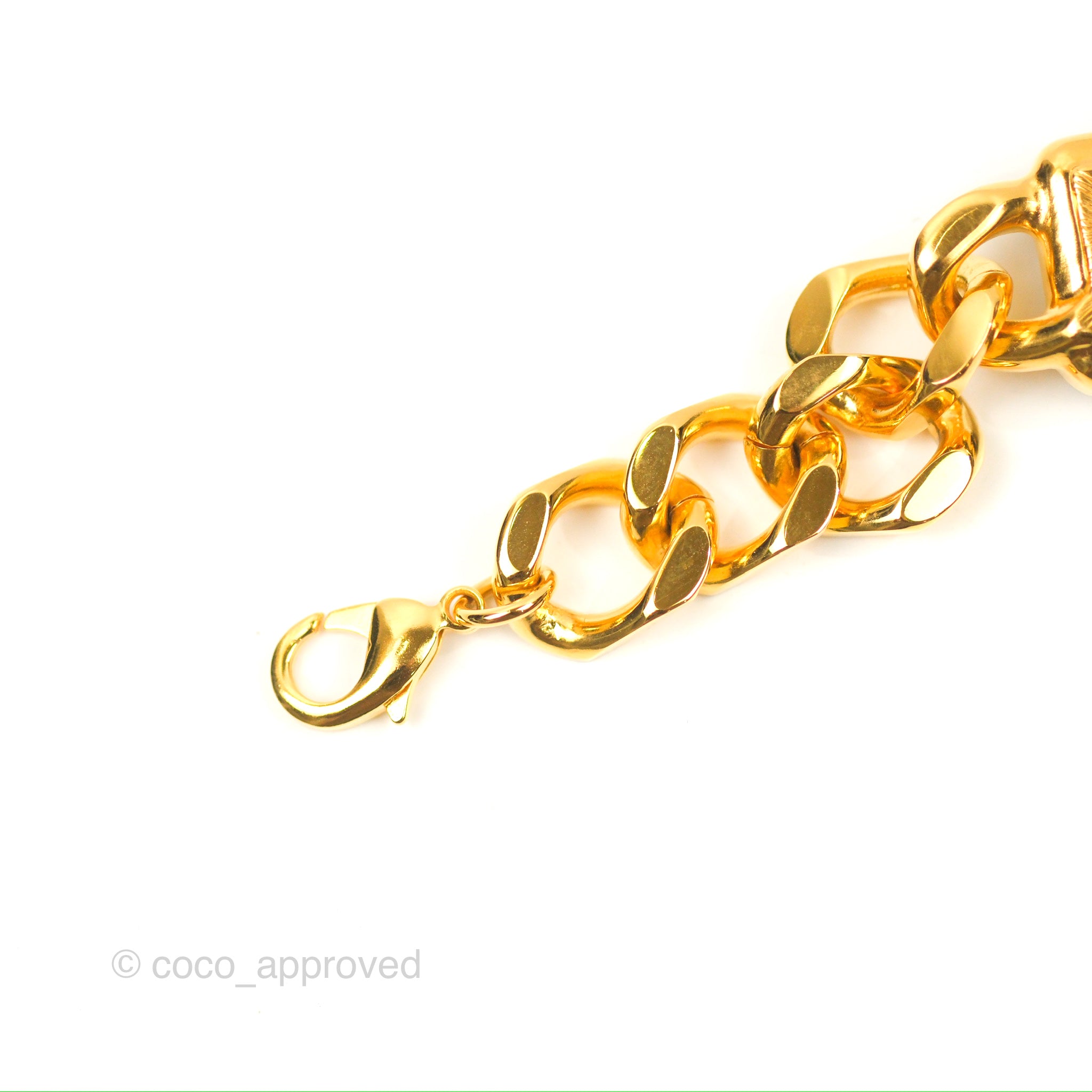 Chanel Chain CC Green Resin Bracelet in Gold Tone 20K - Elegant Fashion Jewelry for Women, Perfect for Parties, Weddings & Special Occasions