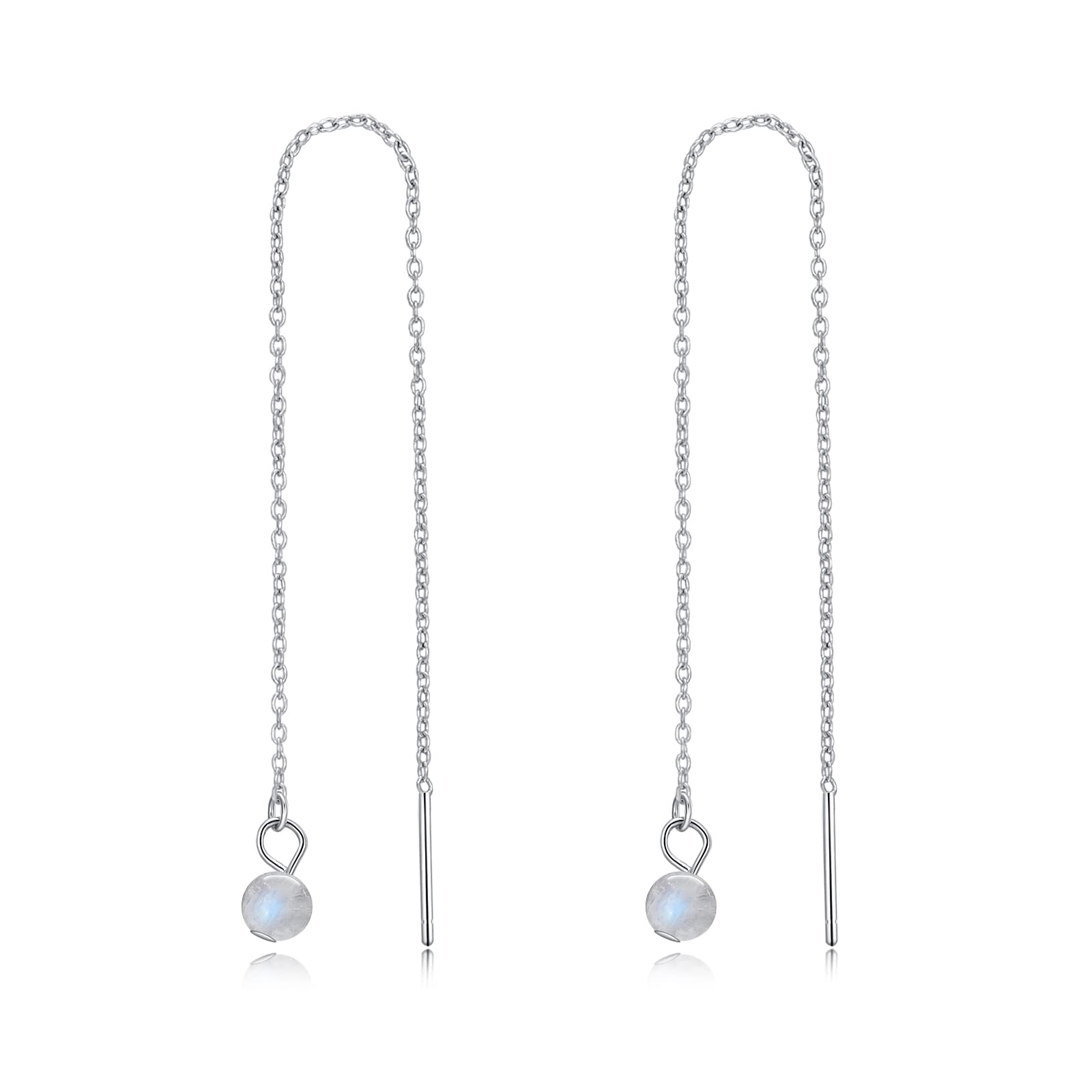 925 Sterling Silver Pearl Threader Earrings - Long Piercing Tassel Drop Dangle Ear Jewelry for Women & Teens | Elegant Party, Wedding & Everyday Wear