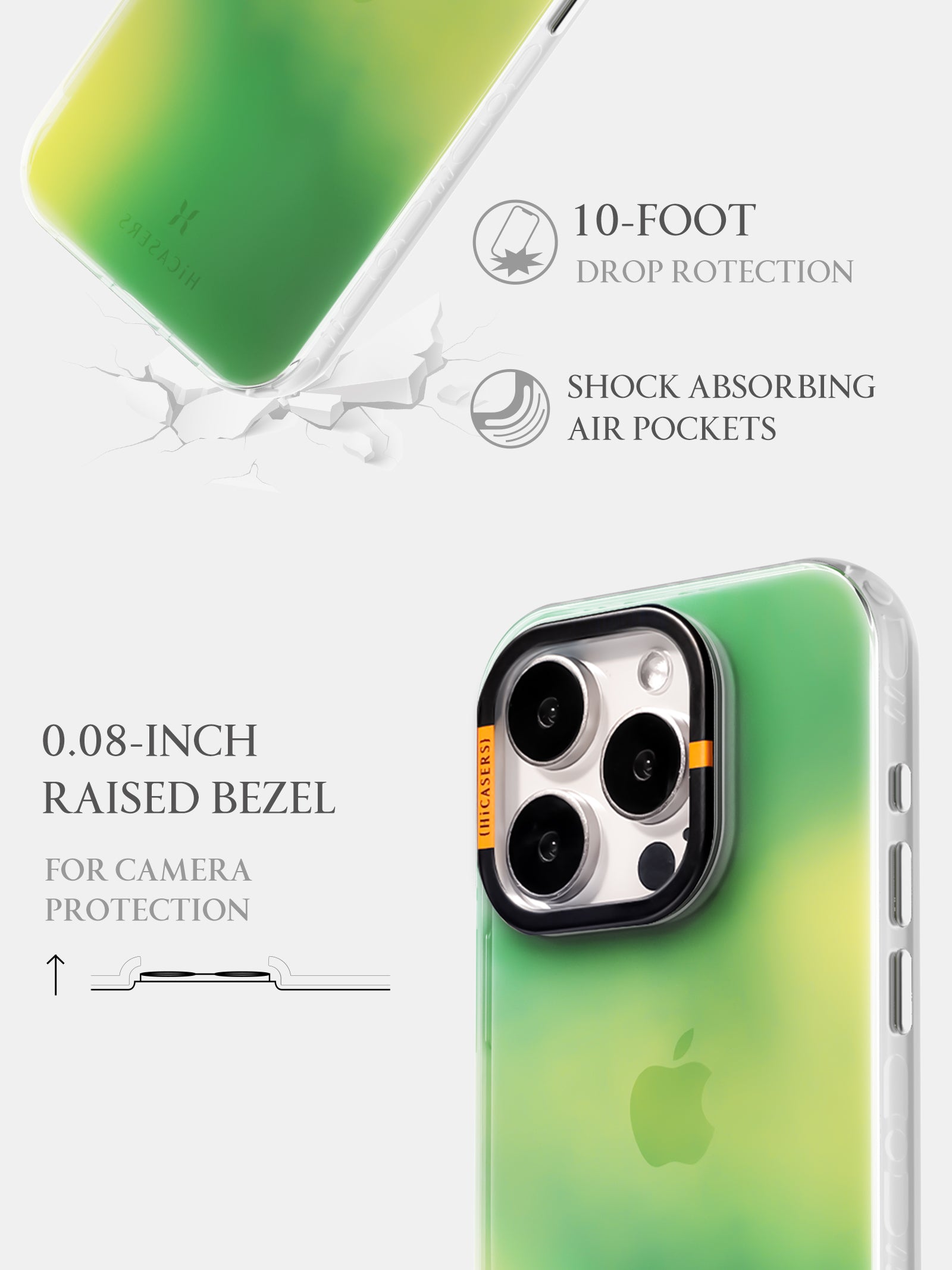 Sky Gradient Iridescent Phone Case - Green | Shatterproof Protective Cover for iPhone & Samsung | Trendy Aesthetic Design for Everyday Use & Travel
