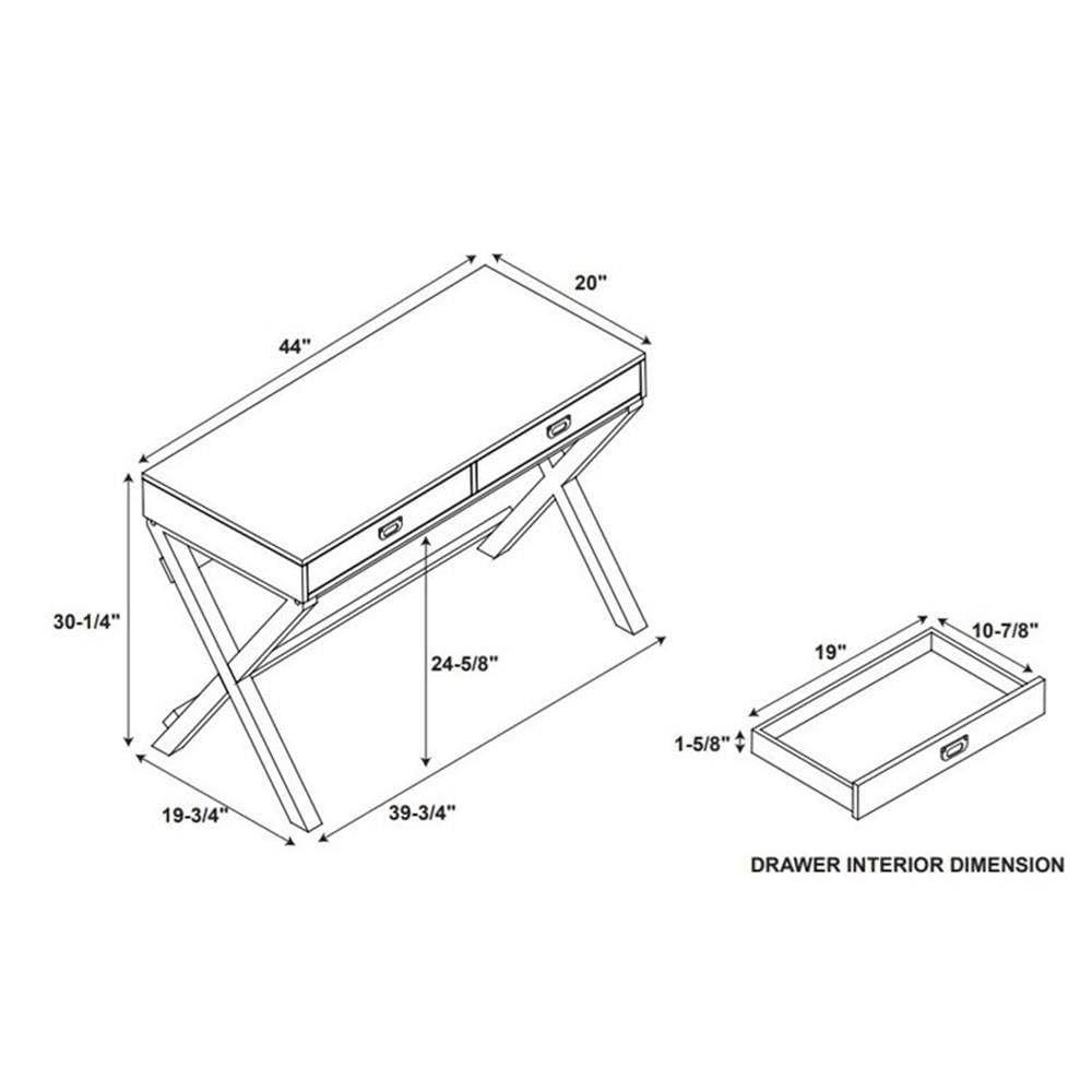 Gray Two-Drawer Wooden Writing Desk - Compact Home Office Desk for Small Spaces, Study & Workstation