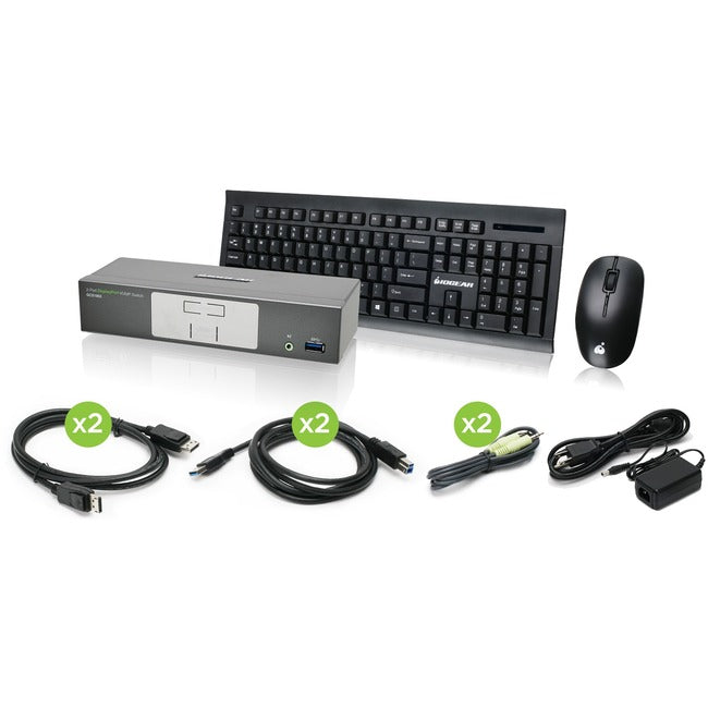 2 Port 4K UHD DisplayPort KVM Switch with Keyboard/Mouse Control - Seamless Dual Computer Switching for Home Office & Gaming Setup
