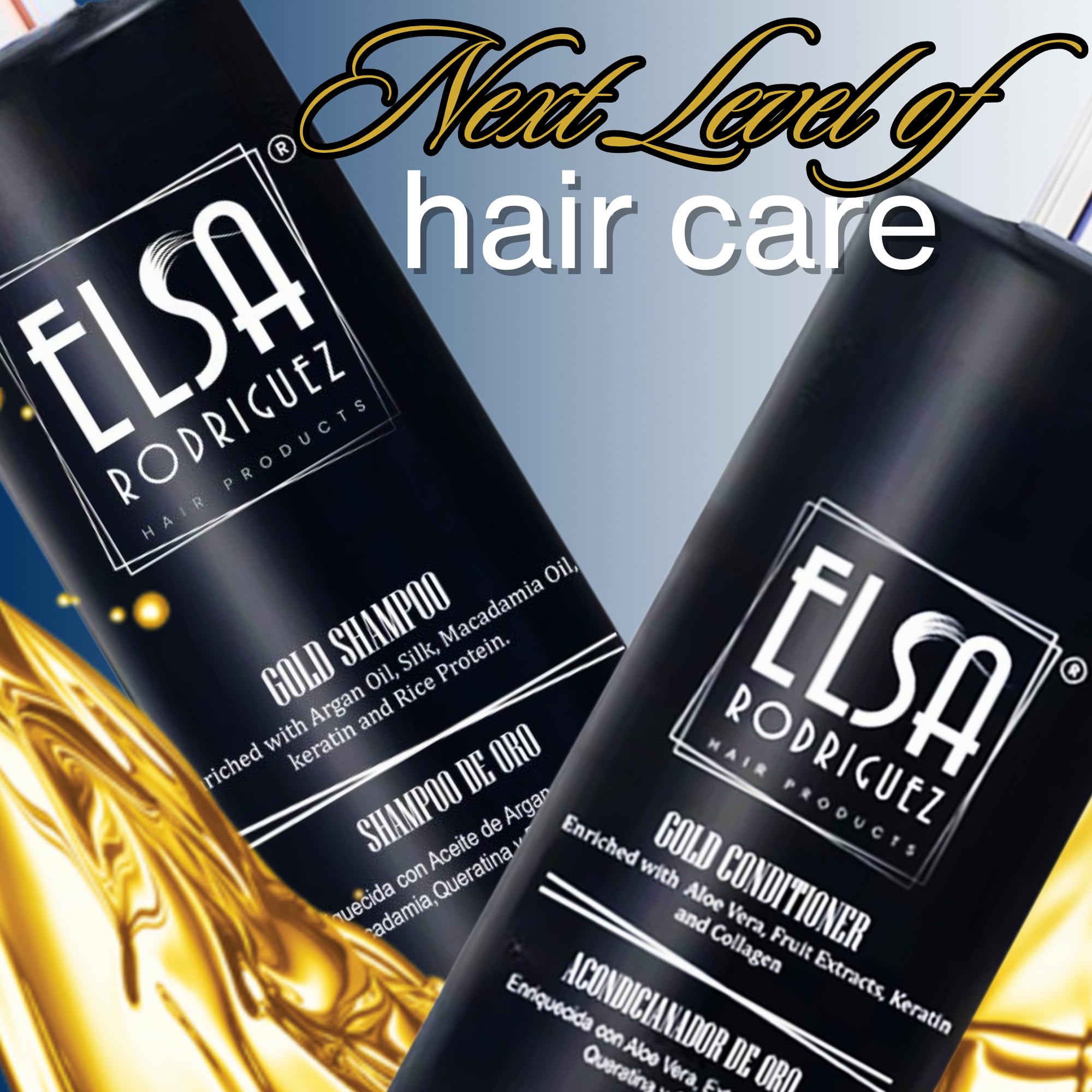 Elsa Rodriguez Shampoo and Conditioner Set with Argan Oil, Silk, Macadamia Oil & Keratin - 8.45 fl oz for Hydration & Repair | Rice Protein, Aloe Vera, Fruit Extracts & Collagen | Perfect for Dry, Damaged Hair at Home or Salon Use