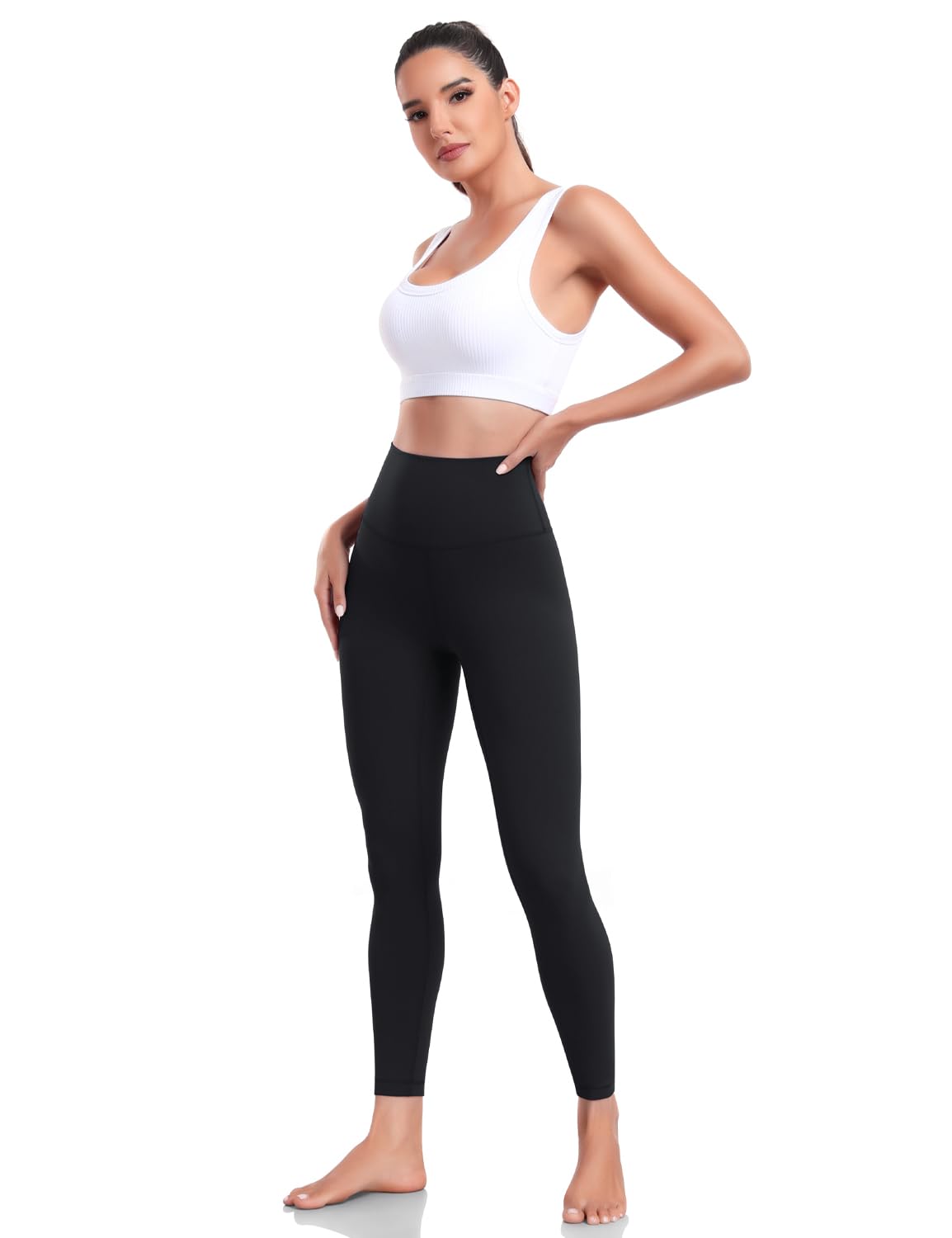 HeyNuts Women's High Waisted Workout Leggings - 7/8 Length Yoga Pants with Tummy Control & Compression, 25