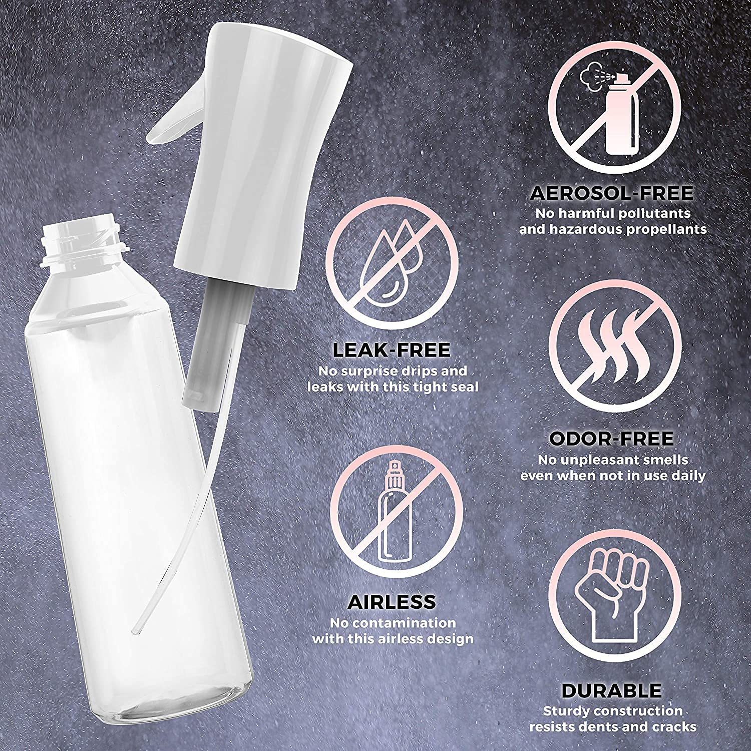 BA Professional Continuous Water Mister Spray Bottle - 300ml Fine Mist Hair Sprayer for Curly Hair, Hairstyling & Morning Routine | Empty Refillable Trigger Bottle for Salon, Plants Cleaning & Home Use (Multi Color)