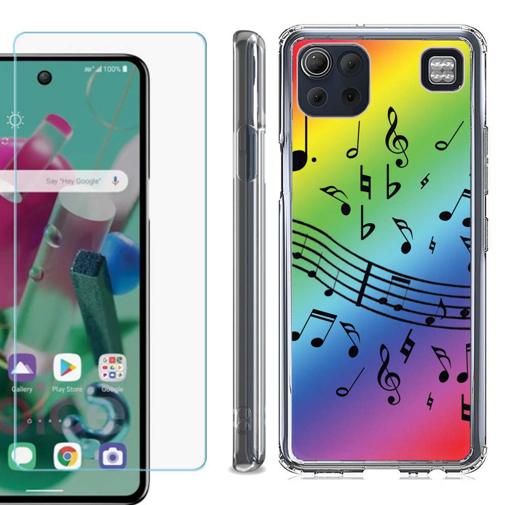 Shockproof LG K92 5G Phone Case with Screen Protector - Music Notes Design for Outdoor Protection