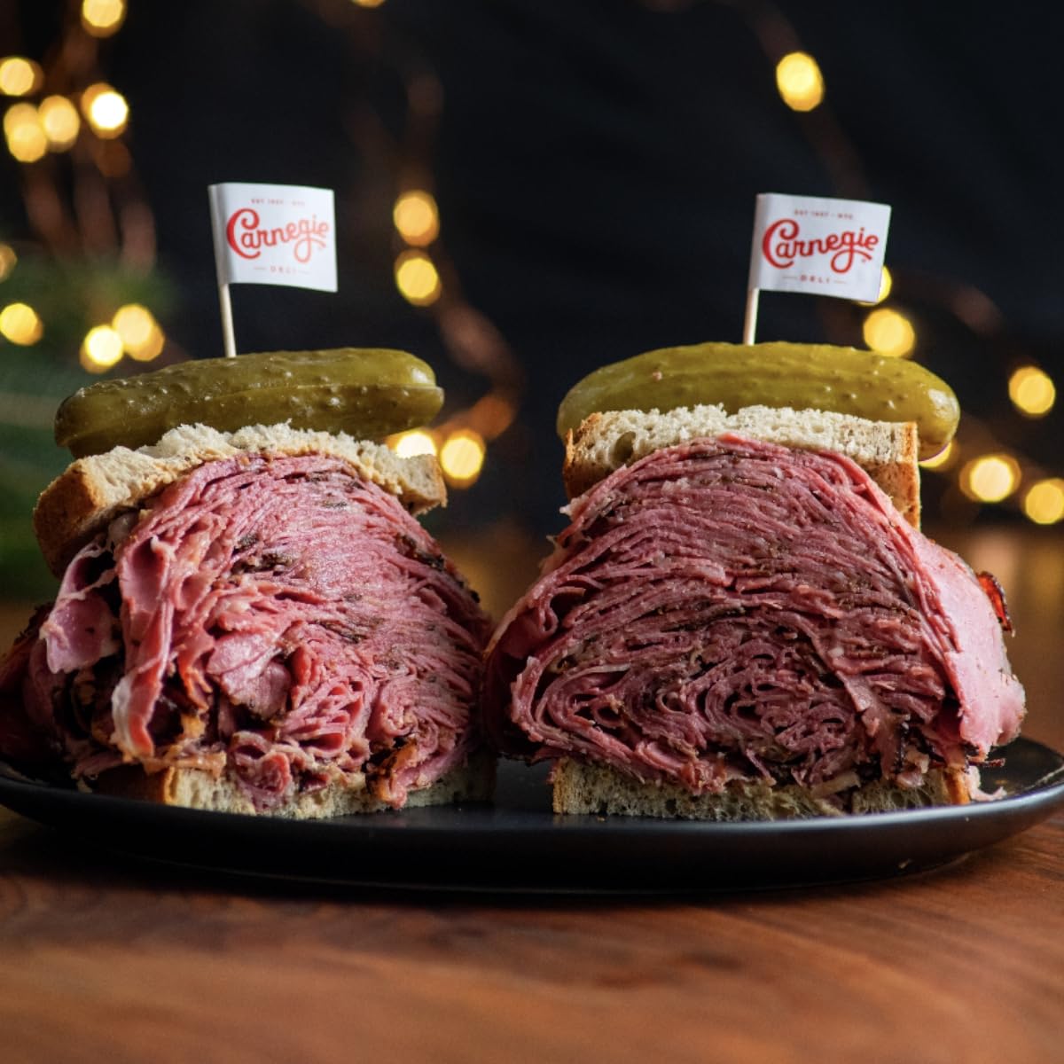 Carnegie Deli New York Pastrami Sandwich Kit - Authentic Pastrami, Rye Bread, Mustard & Pickles (Serves 4) | Perfect for Family Dinners, Picnics & Game Day Snacks