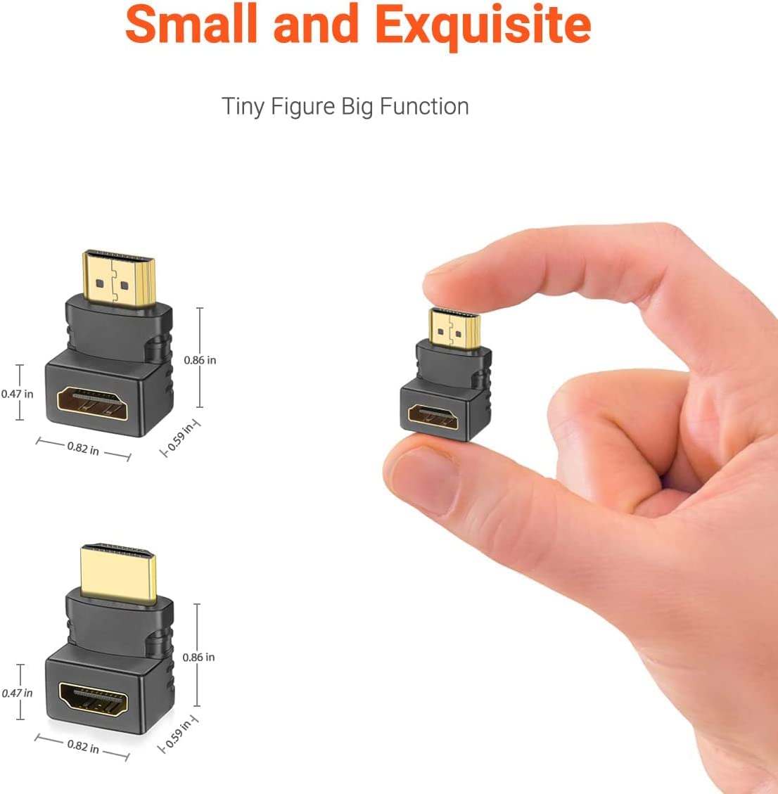 MVTECH HDMI Male to Female Adapter 4-Pack - 90 & 270 Degree HDMI Extender Coupler for 3D 4K Ultra HD - Compatible with TV, Fire Stick, Nintendo Switch, Xbox One, PS5, PS4, Laptop & PC (Black) - Perfect for Home Theater, Gaming & Office Setups