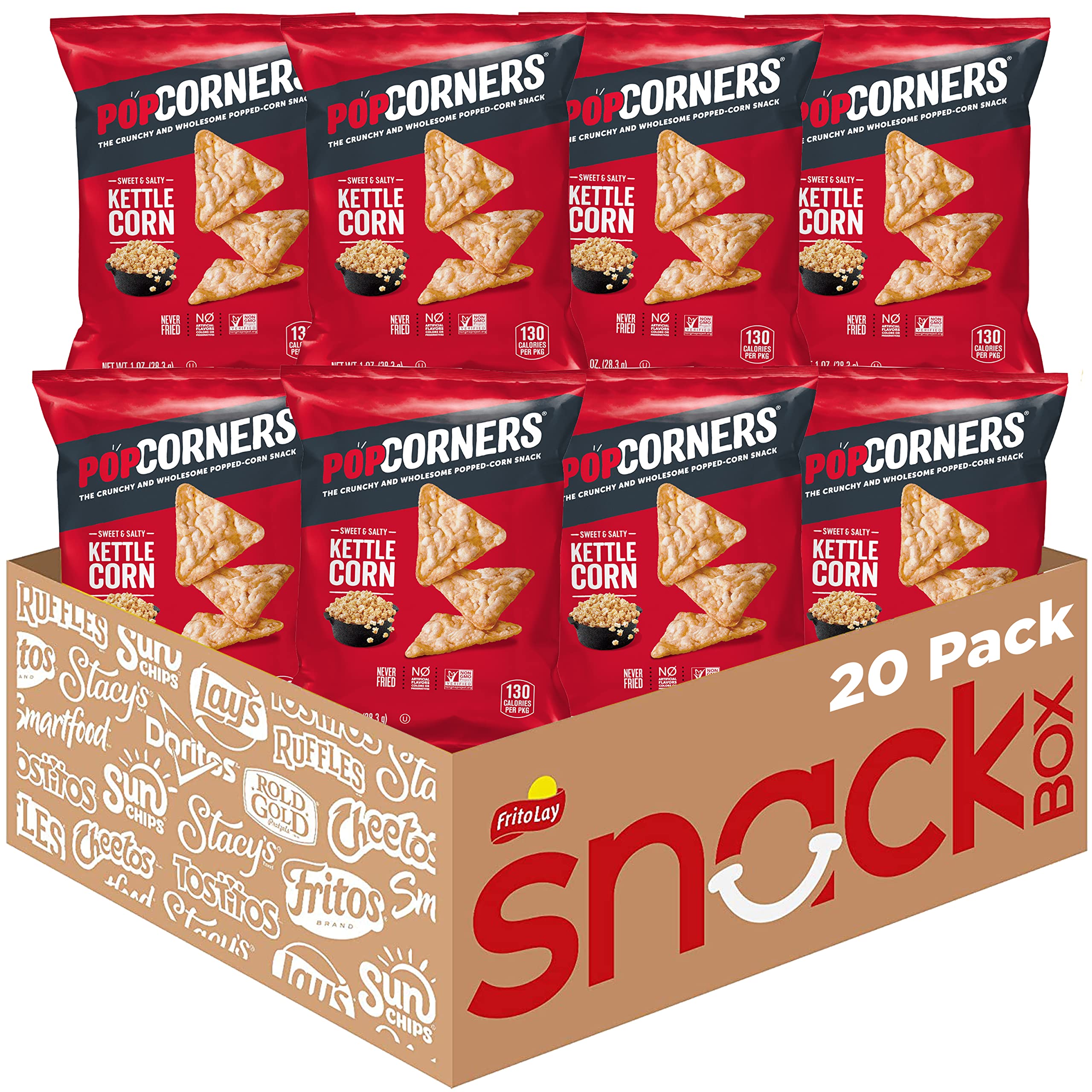 PopCorners Kettle Corn Popped Corn Snacks - 1 Ounce (Pack of 20) - Gluten Free, Non-GMO, Vegan - Perfect for Movie Nights, Office Snacks & Road Trips