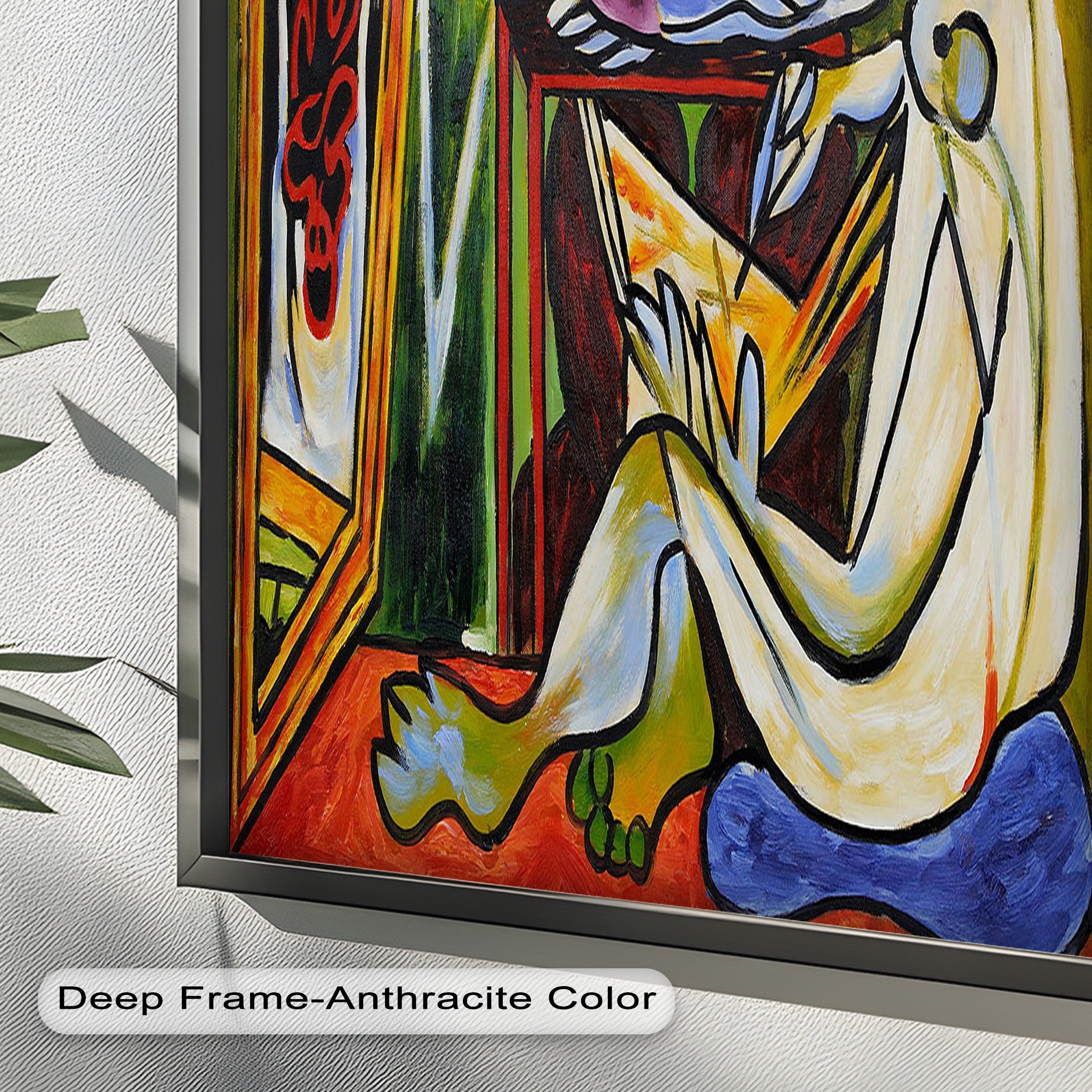 Abstract Interior Scene Picasso Style Oil Painting - Handmade Wall Art for Living Room, Bedroom & Office Decor