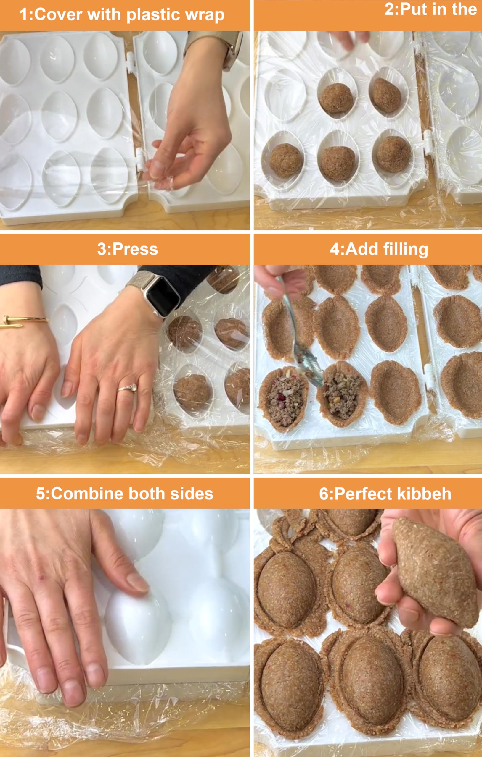Premium Kibbeh Rolls Maker Mold - 9 Grids Meatball Mold Tool (7cm) for Middle Eastern Cuisine - Perfect for Homemade Kibbeh, Falafel & Meatballs