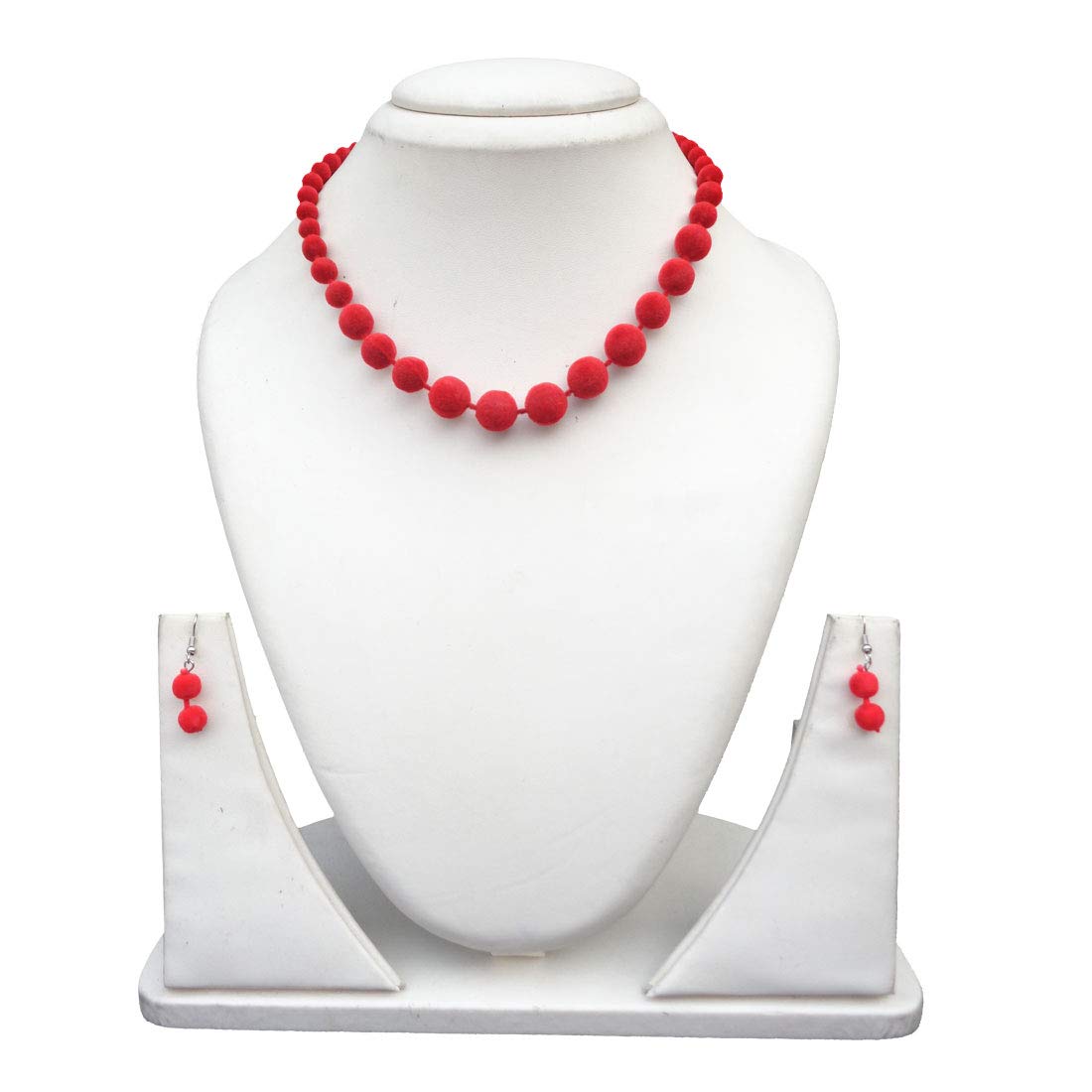 Trendy Red Velvet Beaded Necklace Set for Women - Elegant Fashion Jewelry Gift for Parties, Weddings & Date Nights