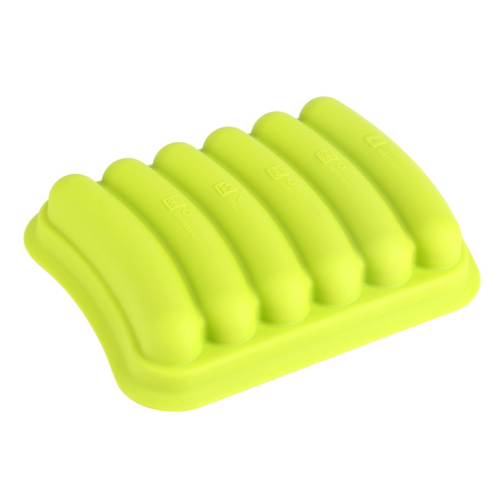 BORDSTRACT 6-Cavity Silicone Sausage Mold for DIY Hot Dogs - Non-Stick Baby Food Maker & Baking Tool (Green) - Perfect for Kids' Snacks, Homemade Treats & Kitchen Baking Accessories