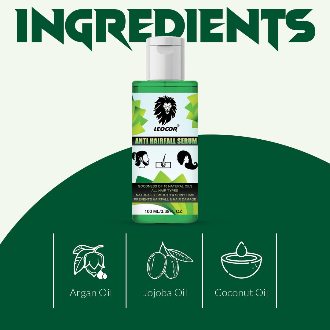 Leocor Hair Serum for Silky Smooth Hair - Anti-Frizz Treatment for Strong, Tangle-Free & Shiny Hair - 100ml - Perfect for Daily Styling & Heat Protection