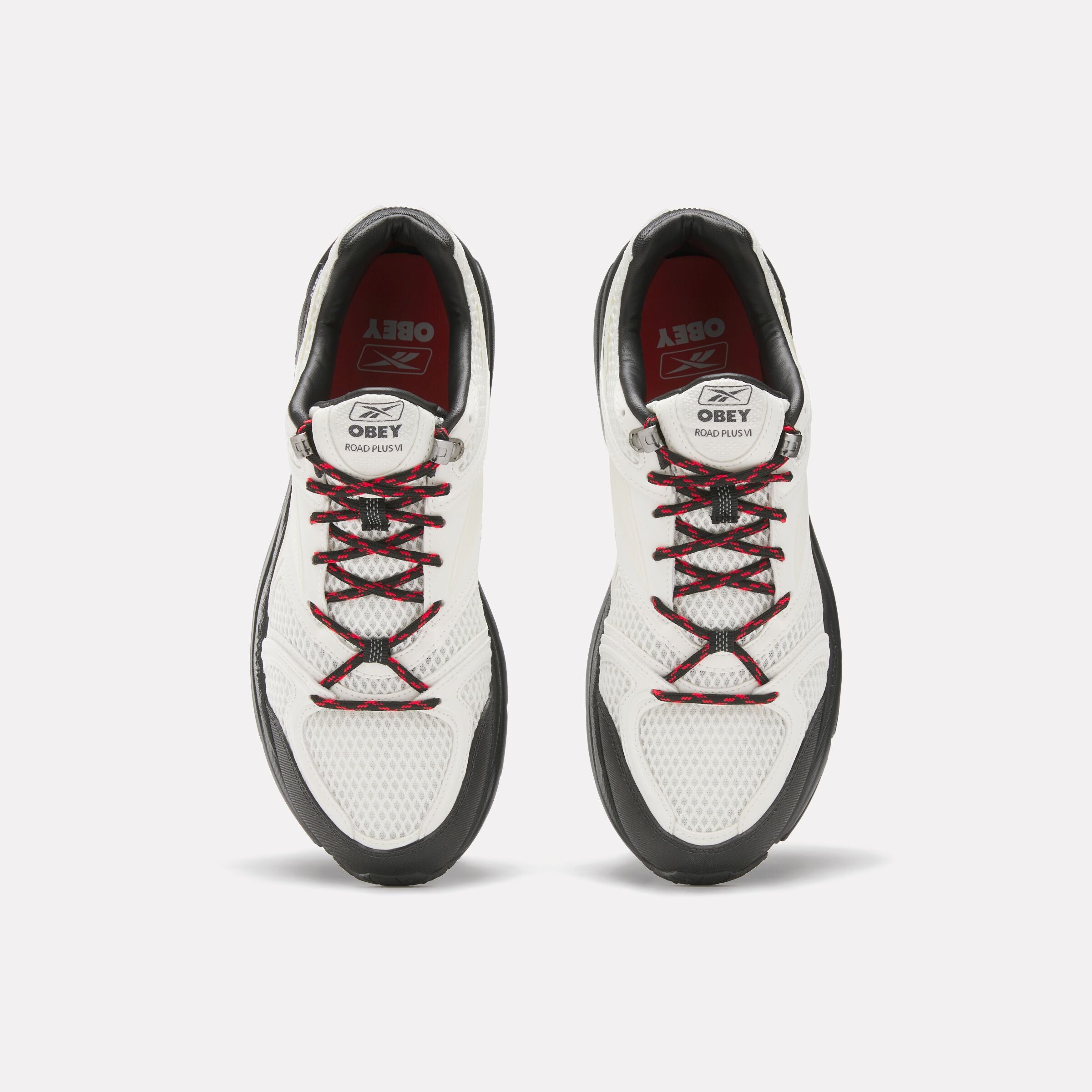 Reebok X Obey Premier Road Plus Vi Sneakers - Chalk/Black/Vector Red | Men's Fashion Streetwear Shoes for Running & Casual Wear
