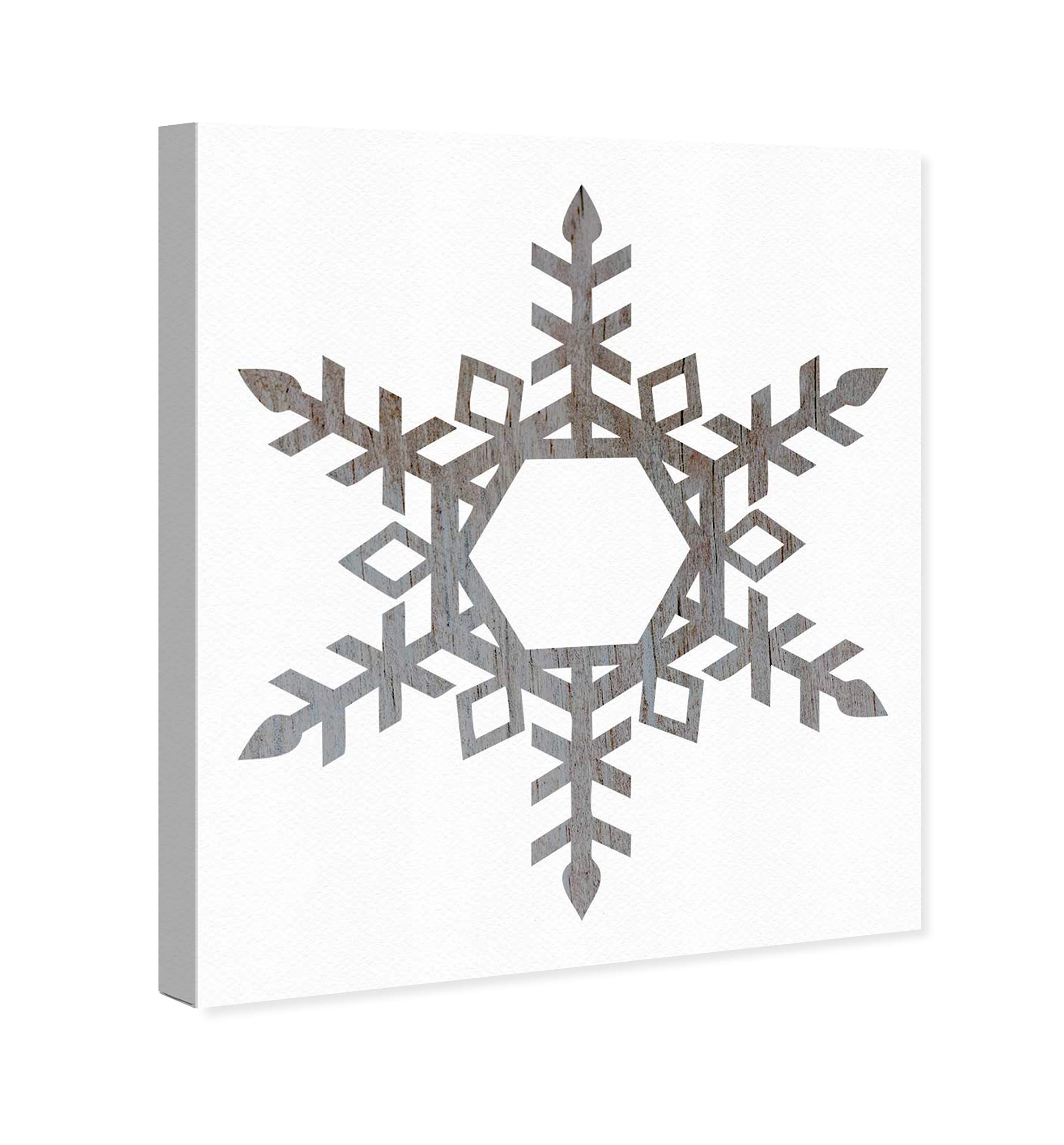Oliver Gal Artist Co. 'Wood Flake' Holiday Wall Art Canvas Print - 16x16 Inch Gray & White Home Decor - Perfect for Christmas Living Room, Bedroom & Office Decoration