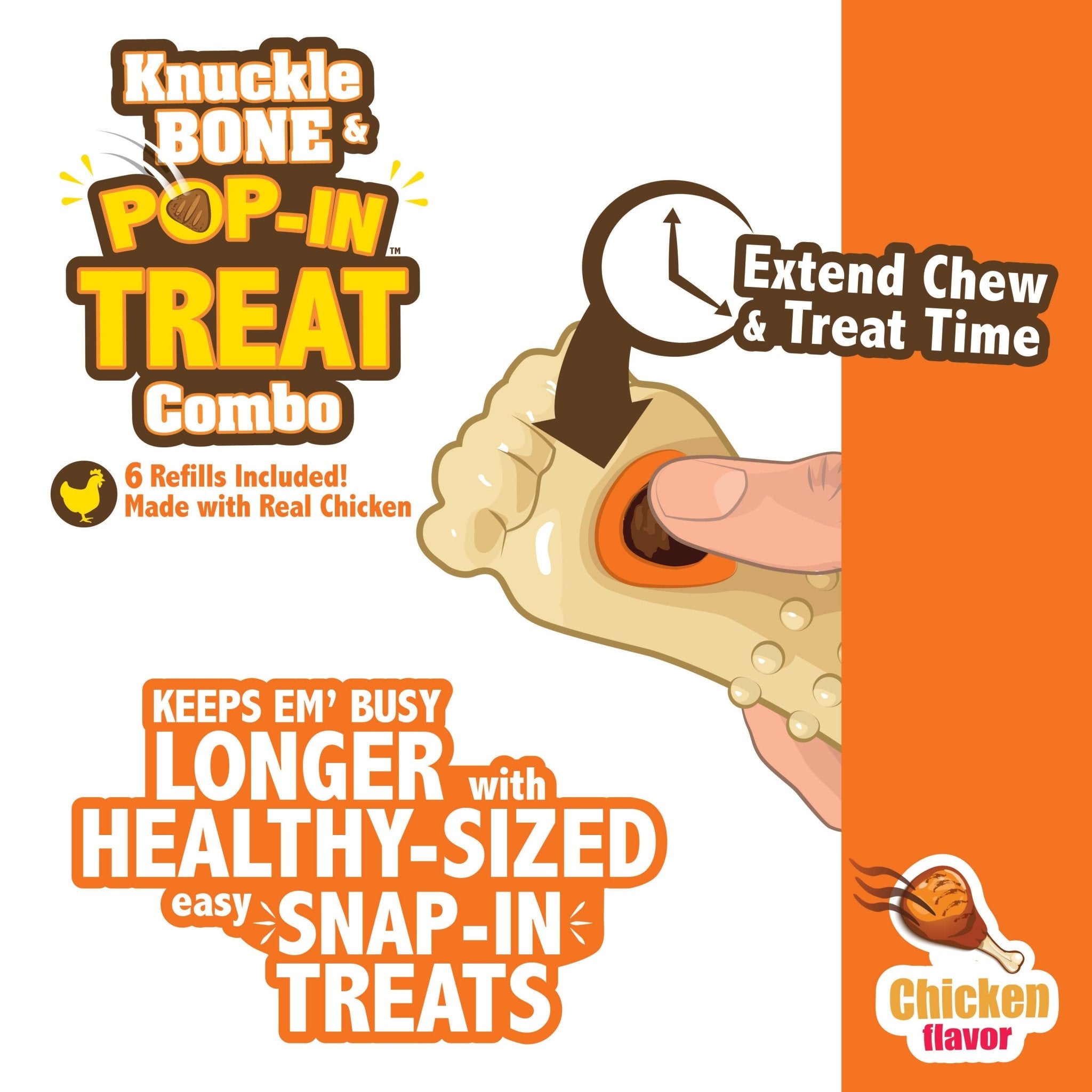 All Natural Chicken Flavor Pop In Dog Treat Refills - 30 Count for Small, Medium & Large Dogs - Perfect for Training, Rewards & Dental Health