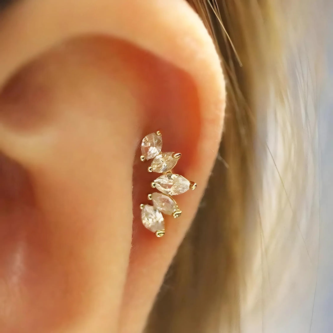 20G Marquise Tiny Cartilage Tragus Conch Stud Earrings for Women | HSPJ1908 | Perfect for Daily Wear, Parties & Special Occasions