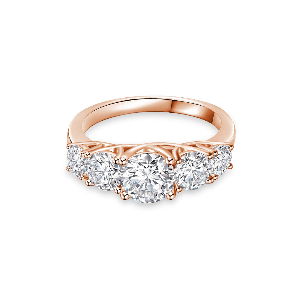 Classic Five Stone Anniversary Band Ring for Women - Elegant Wedding, Engagement & Promise Jewelry Gift - Perfect for Anniversaries, Birthdays & Special Occasions
