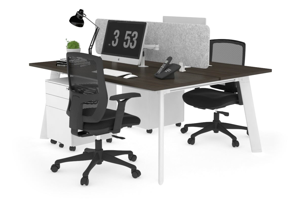 2 Person Workstation with White Frame - 1400L x 700W - Ideal for Office, Home Office & Collaborative Workspaces