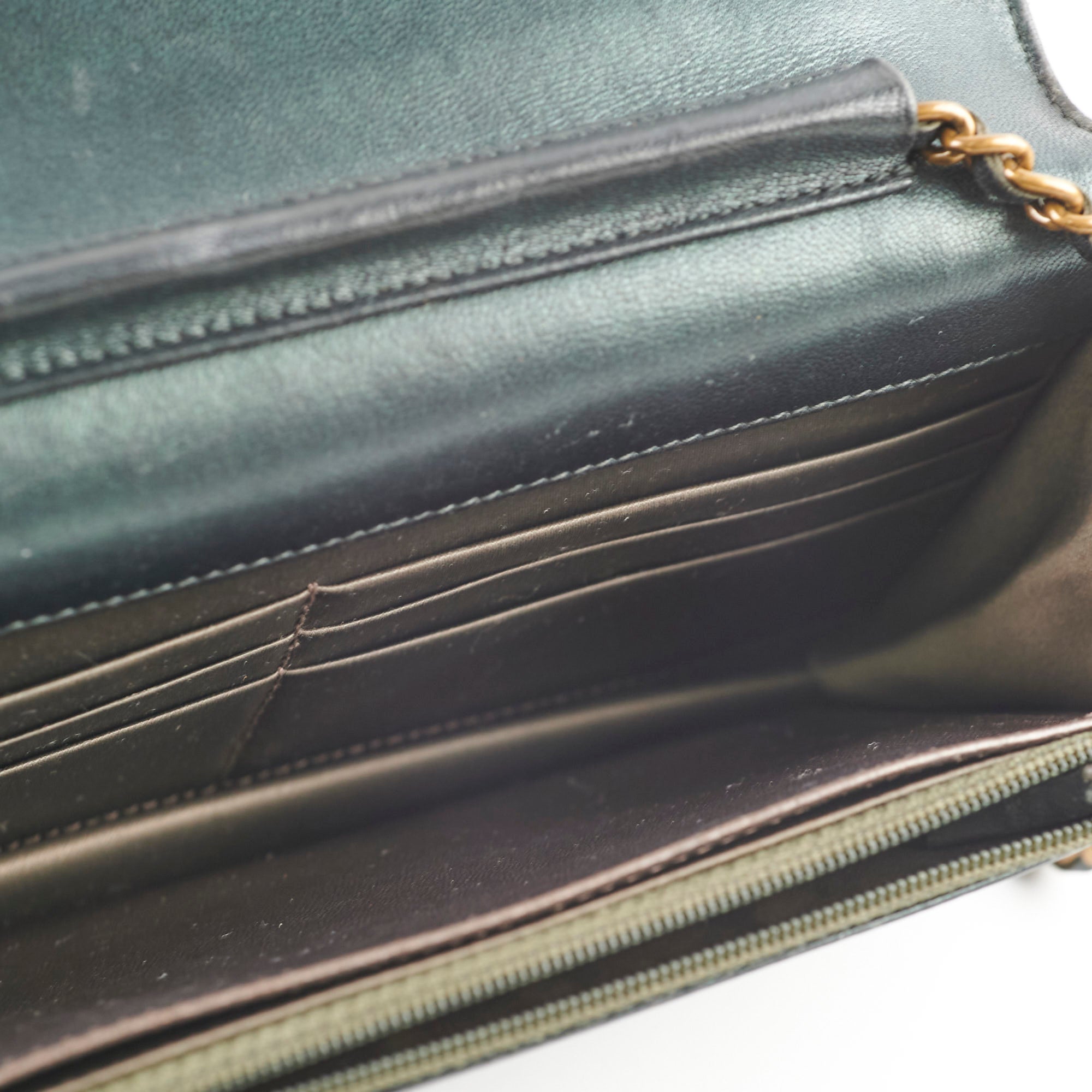 Chanel Camelia Embossed Wallet On Chain WOC Iridescent Green Crossbody Bag - Perfect for Evening Parties, Date Nights & Special Occasions