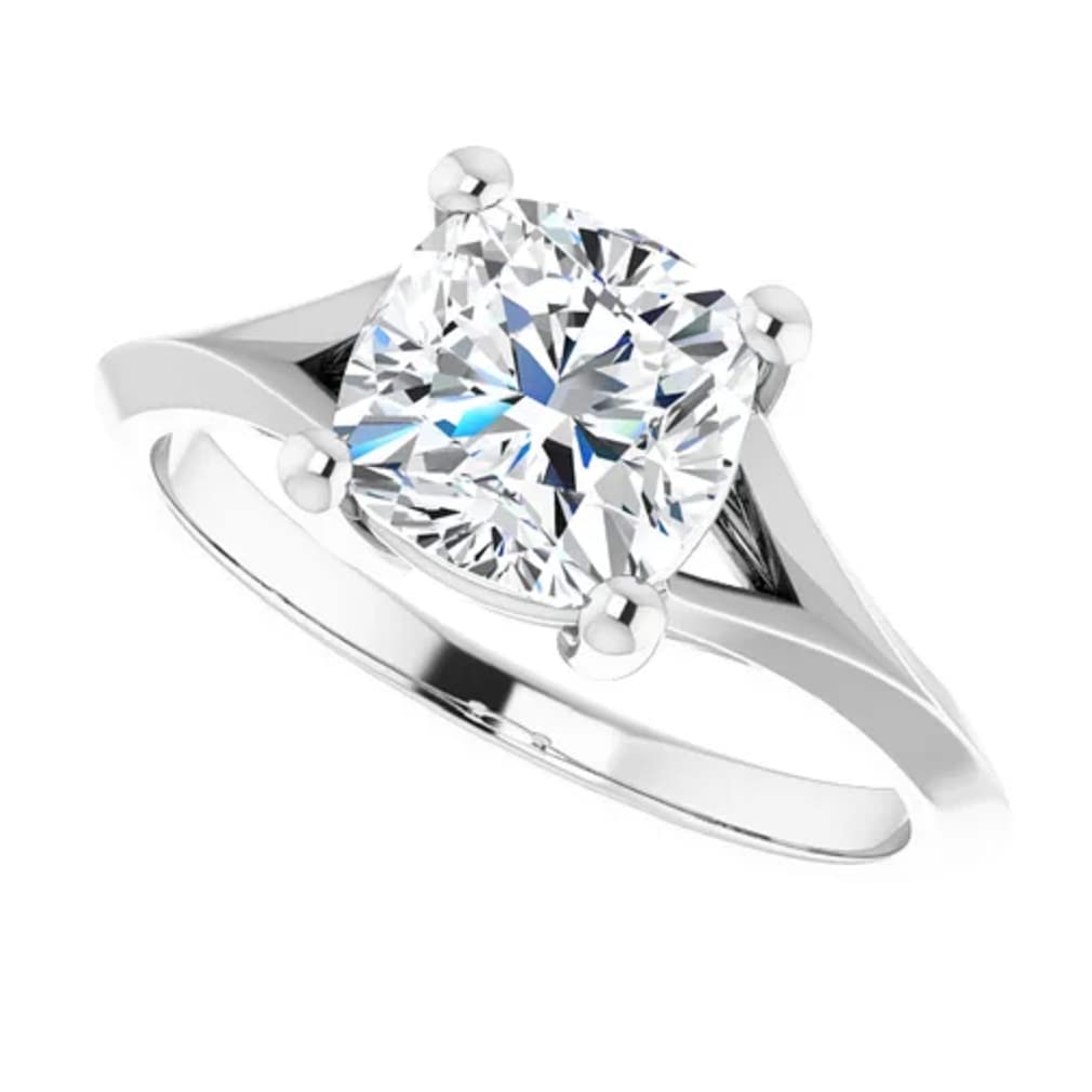 10K Solid White Gold Handmade Engagement Ring with 2.0 CT Cushion Cut Moissanite - Solitaire Wedding Band for Women, Bridal Proposal Ring - Perfect for Anniversary, Valentine's Day & Special Occasions