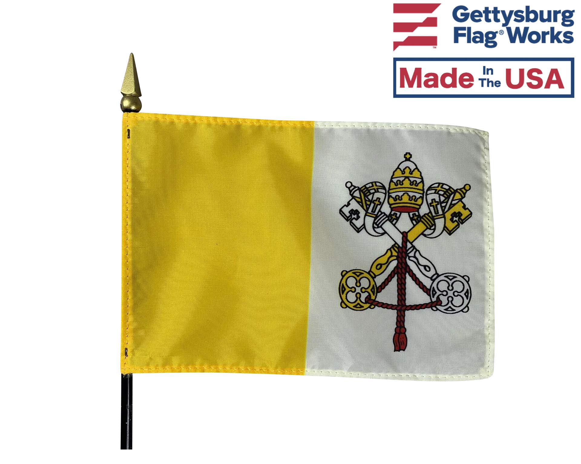 Set of 3 Vatican Stick Flags (4x6